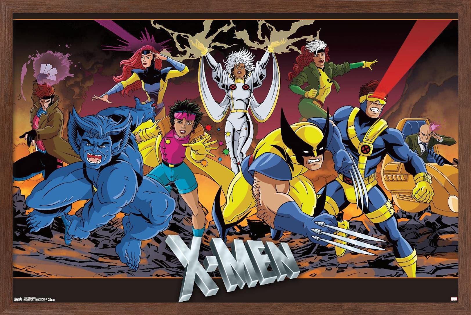 Trends International Marvel Comics - The X-Men - Group Wall Poster, 22.375'' X 34'', Mahogany Framed Version
