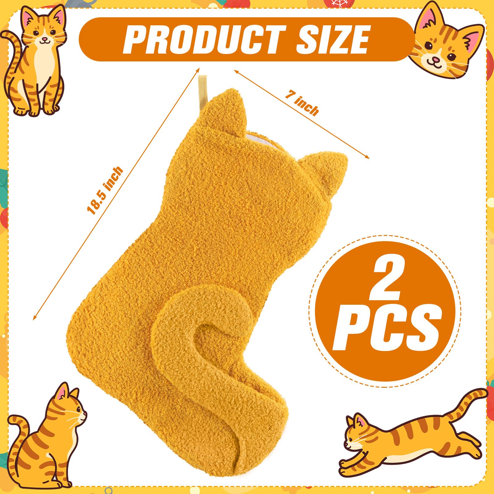 Geyoga 2 Pack Cat Christmas Stockings 19'' Large Faux Fur Sherpa Stocking Christmas Pet Fireplace Hanging Stocking Decorations X