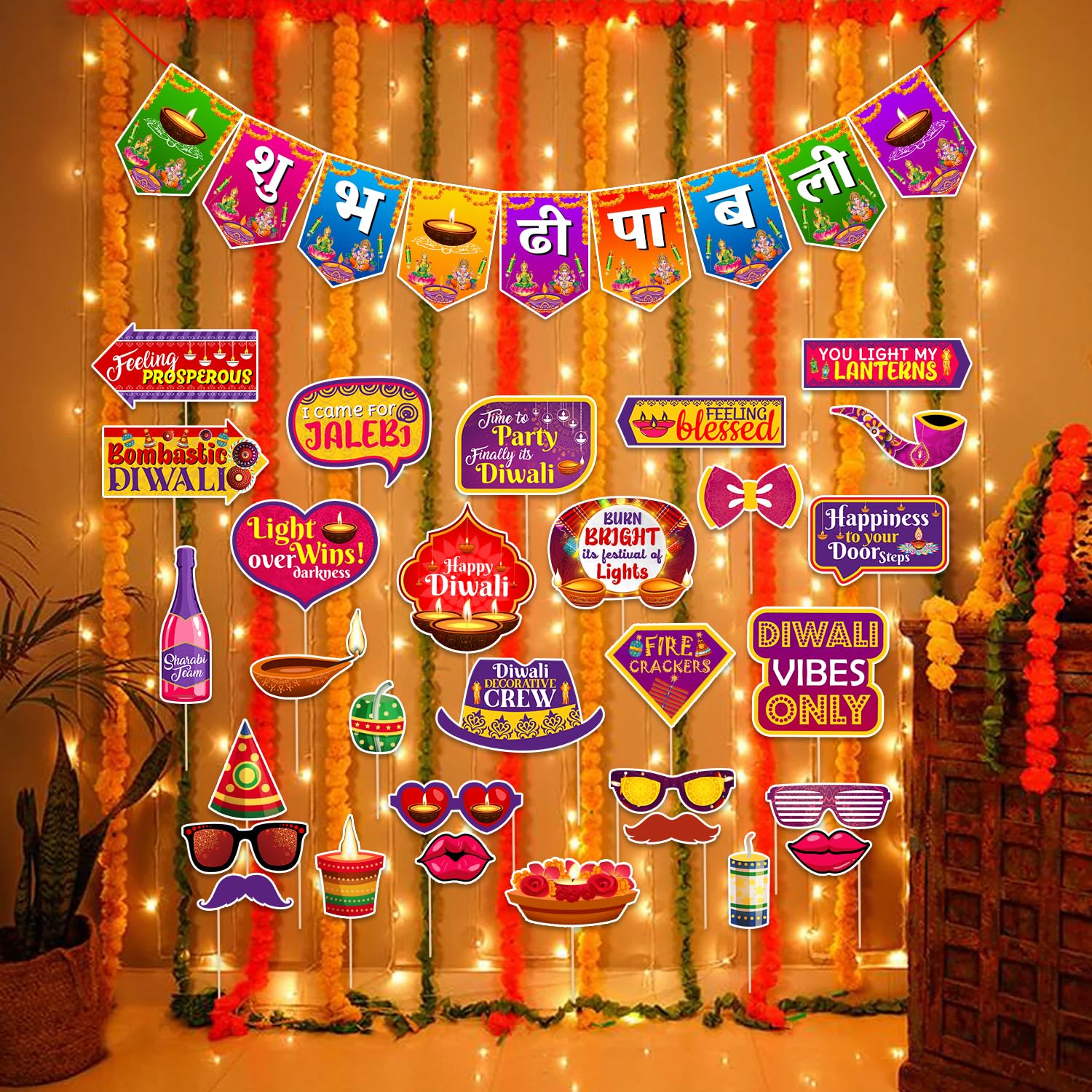 Zyozique Diwali Decorations Kit | Diwali Decorations Items For Diwalii Festival | Diwalii Combo Kit  Shubh Deepawali Paper Bann