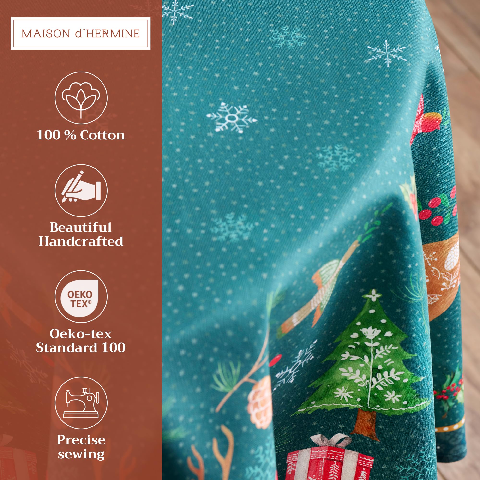 Maison D' Hermine 100% Cotton Table Cover - 69 Diameter Round Decorative Tablecloth - Tablecloths For Dining, Home, Farmhouse