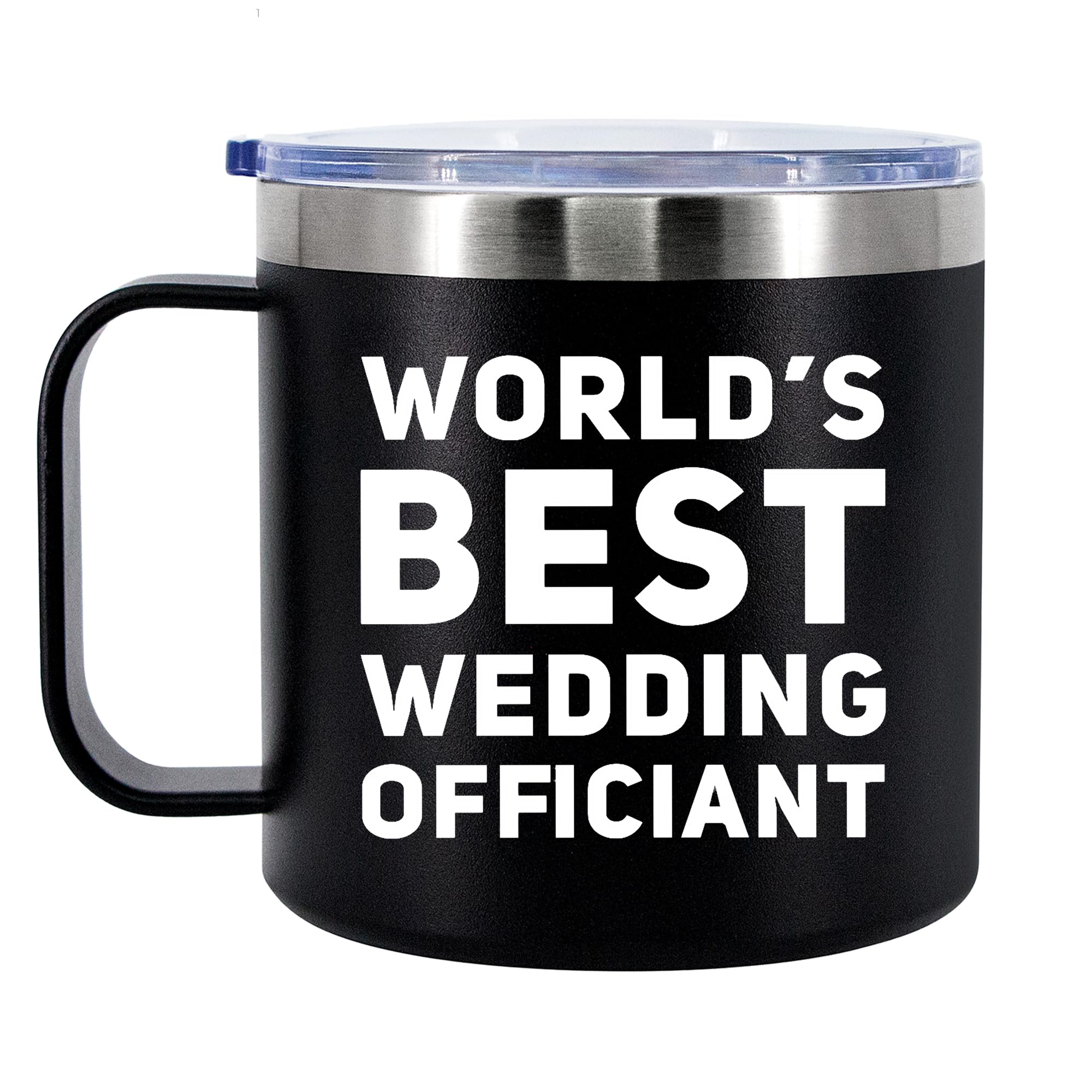 Panvola World'S Best Wedding Officiant From Bride Groom Anniversary Souvenir Pastor Minister Insulated Coffee Cup 14Oz With Hand