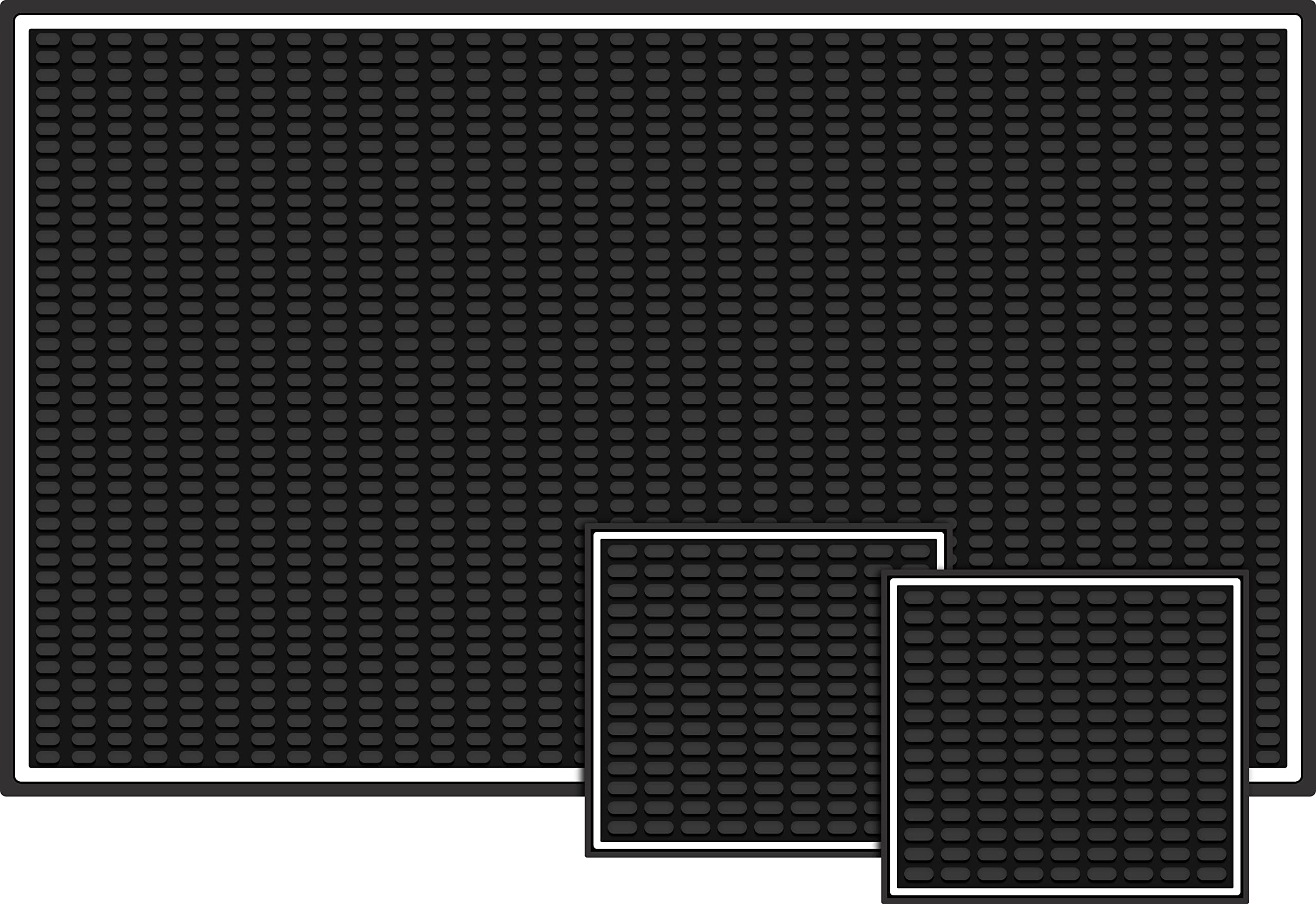 Khokhas - Coffee Bar Mats For Countertop 18 X 12 Inch Thick With Extra Two Coasters, White Border Bar Mat Spill Mat Slip Resista