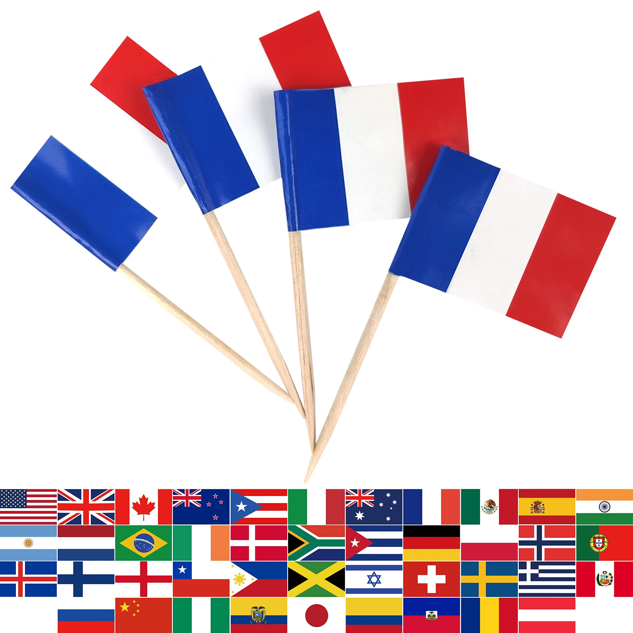 Jbcd France Toothpick Flag French Mini Small Cupcake Topper Flags, 100Pcs