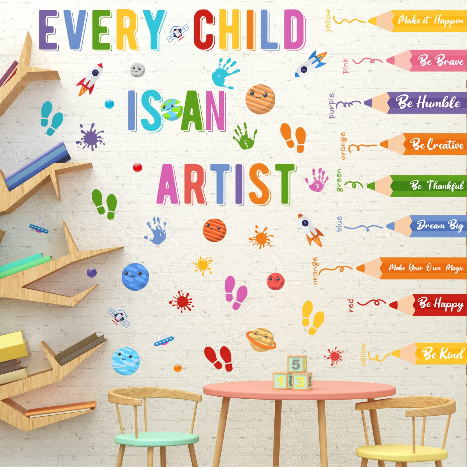 Kids Wall Decals Classroom Decals Colorful Inspirational Wall Decals Daycare Decals Playroom Wall Decor Motivational Wall Decals Positive Saying Sticker Splatter Wall Sticker (Every Child)