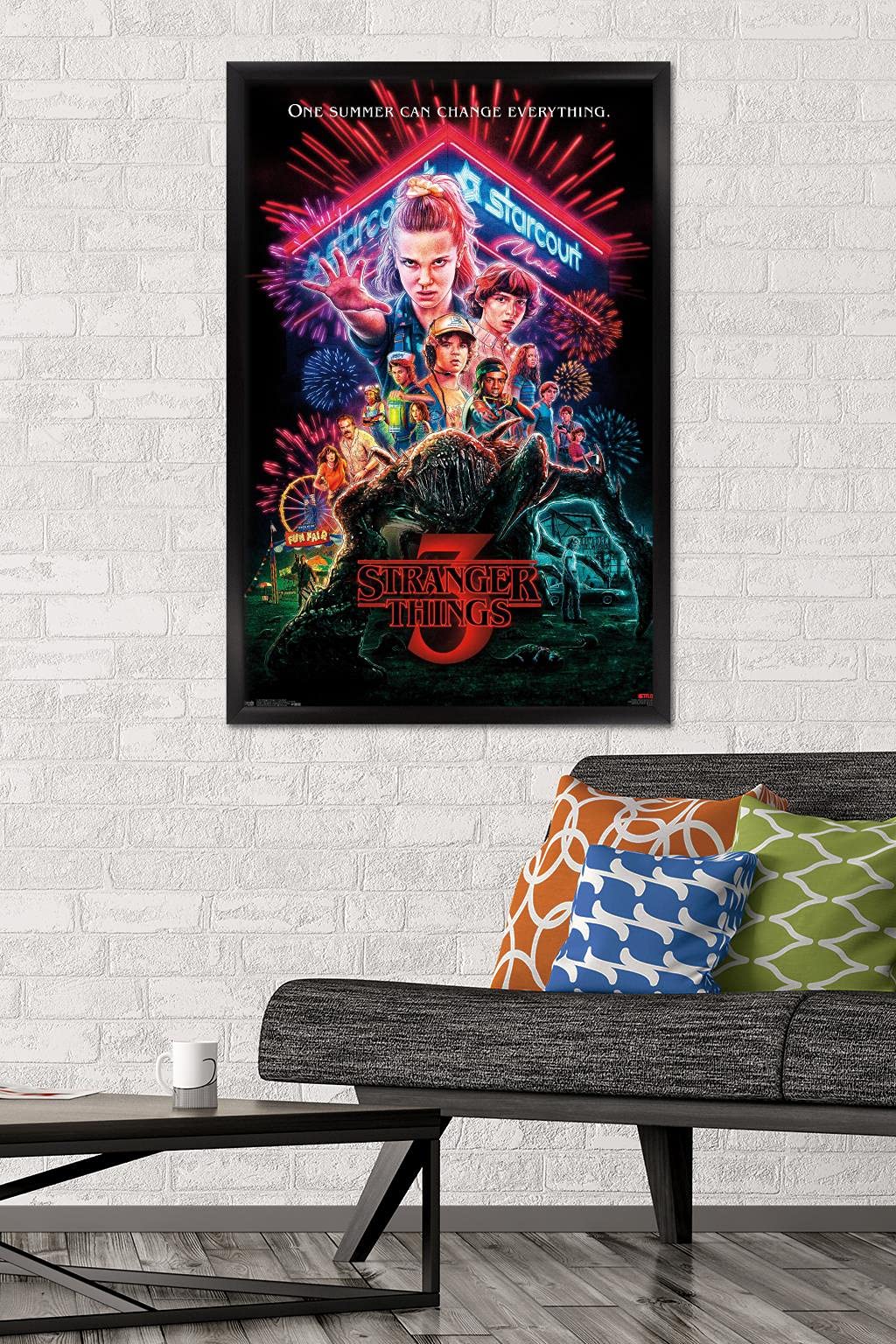 Trends International Netflix Stranger Things: Season 3 - One Sheet Wall Poster, 22.375'' X 34'', Black Framed Version