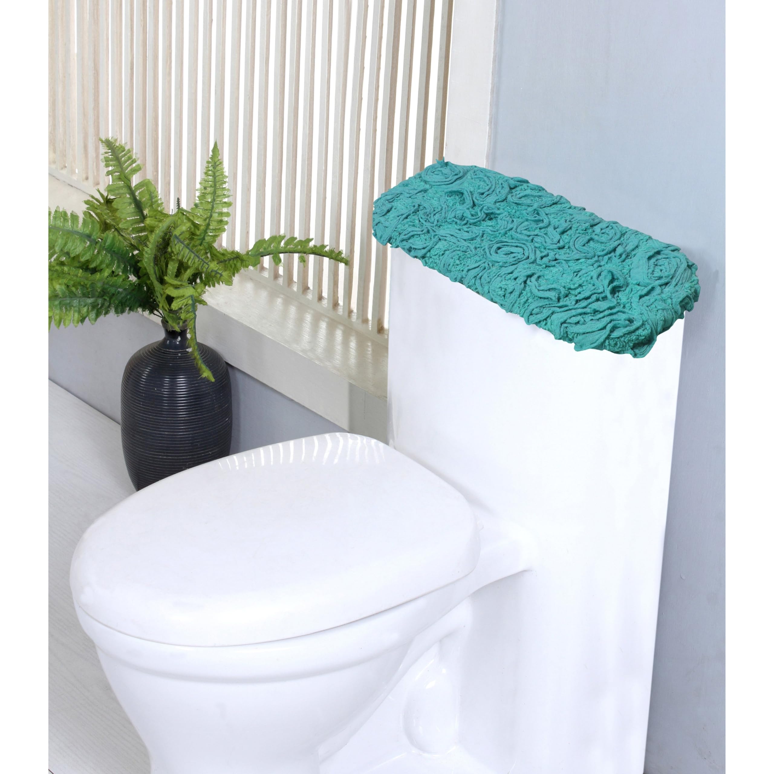 Home Weavers Bell Flower Collection 10X22 Tank Lid Cover 100% Cotton Tufted Bath Rugs, Extra Soft And Absorbent Bath Rugs, Non-S