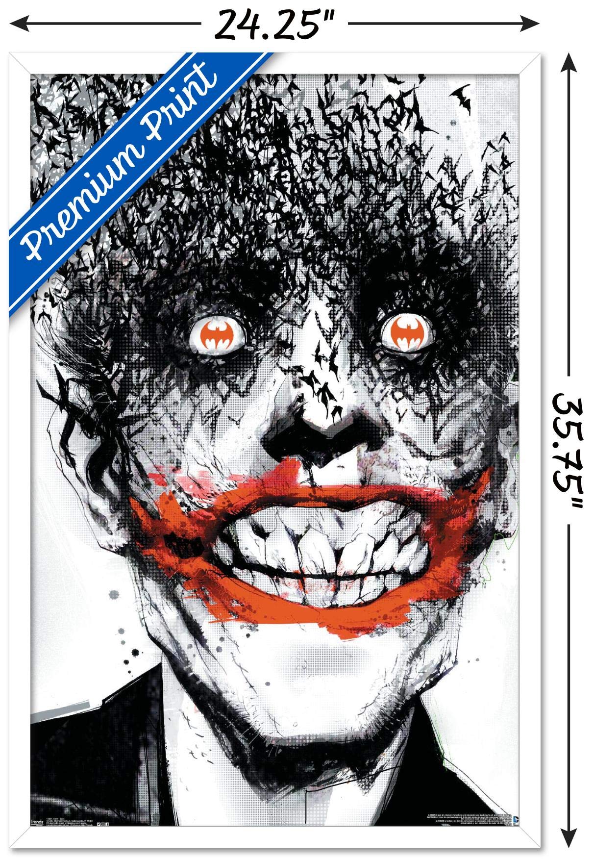 Trends International Dc Comics - The Joker - Bats Wall Poster, 22.375'' X 34'', White Framed Version