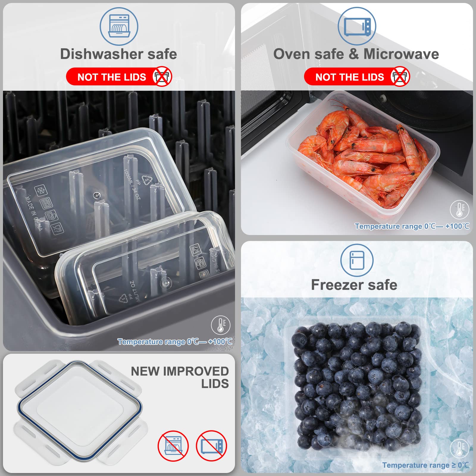 28 Pieces Food Storage Containers With Lids Extra Large Freezer Containers For Food Bpa-Free Meat Fruit Vegetables Plastic Conta