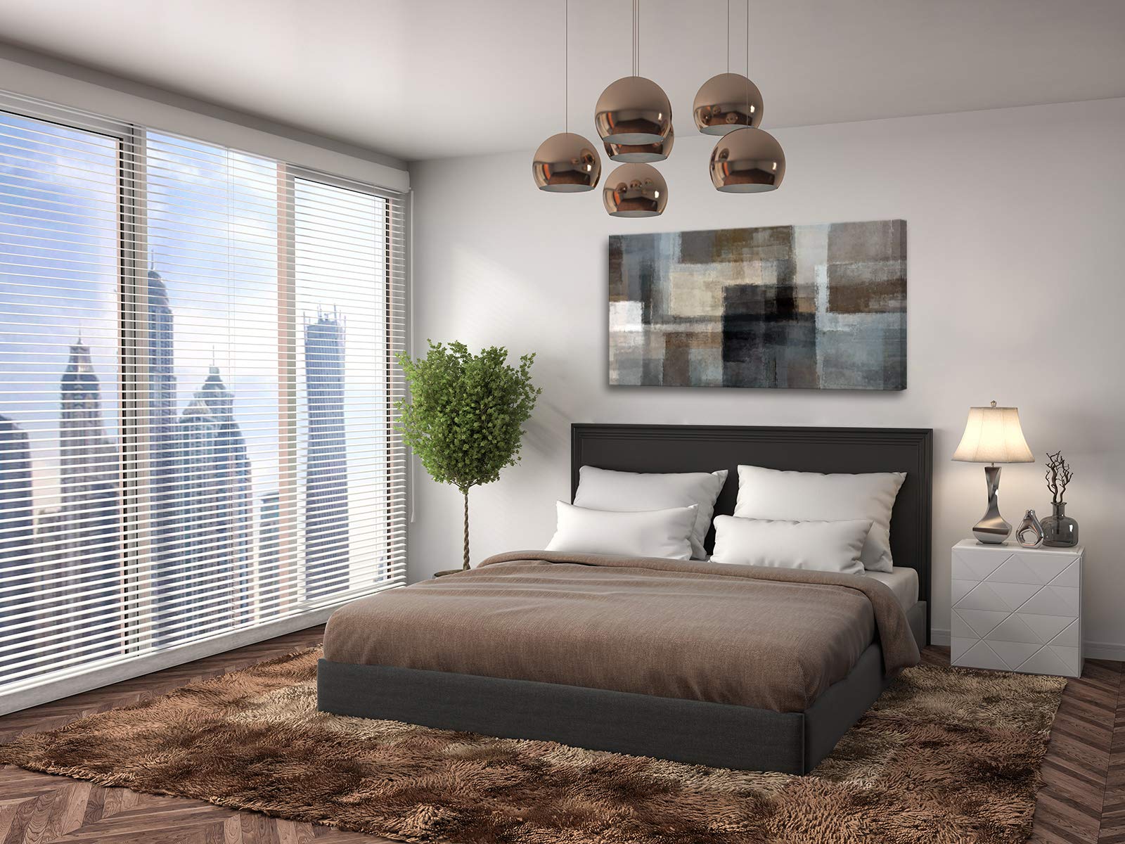 Cao Gen Decor Art A62462 Canvas Prints Abstract Wall Art Print Paintings Grey and Brown Home Decor Framed Ready to hang for Living Room Bedroom and Office Home Kitchen Artwork