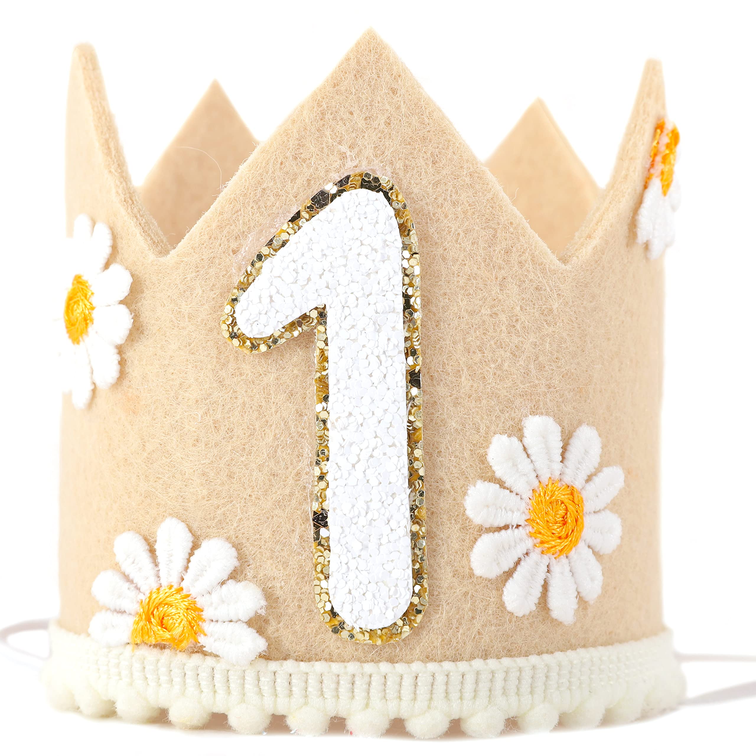 Daisy Boho Birthday Crown for Baby Kids  Boho Crown 1st Birthday Crown,Daisy Themed One Birthday Party Supplies for Photo Booth