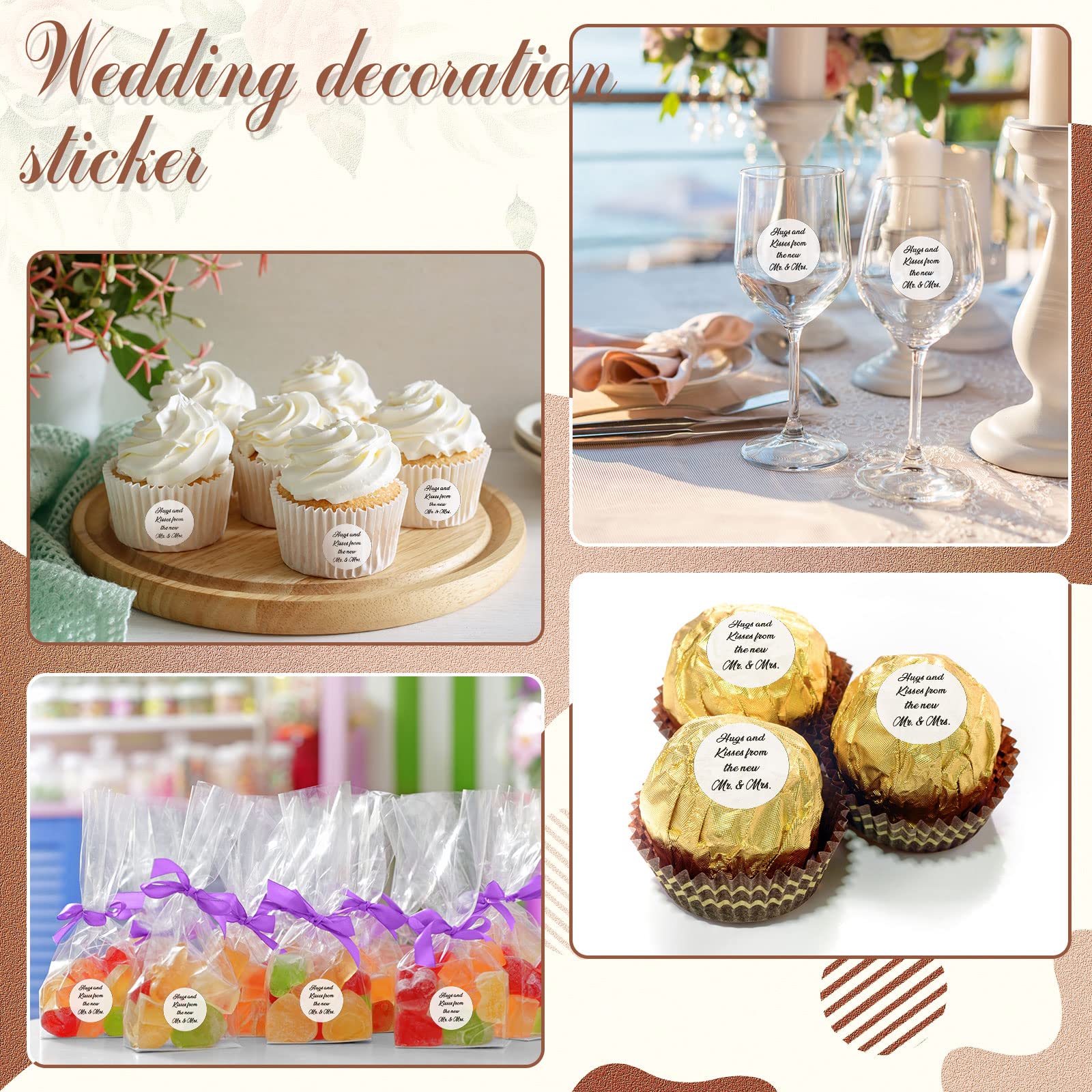 Laumoi 1000 Pcs Hugs and Kisses from The New Mr and Mrs Wedding Stickers  Chocolate Drops Labels Stickers Candy Stickers 0.75 Inch for Weddings Engagement Party Favors Decorations (White Basic)