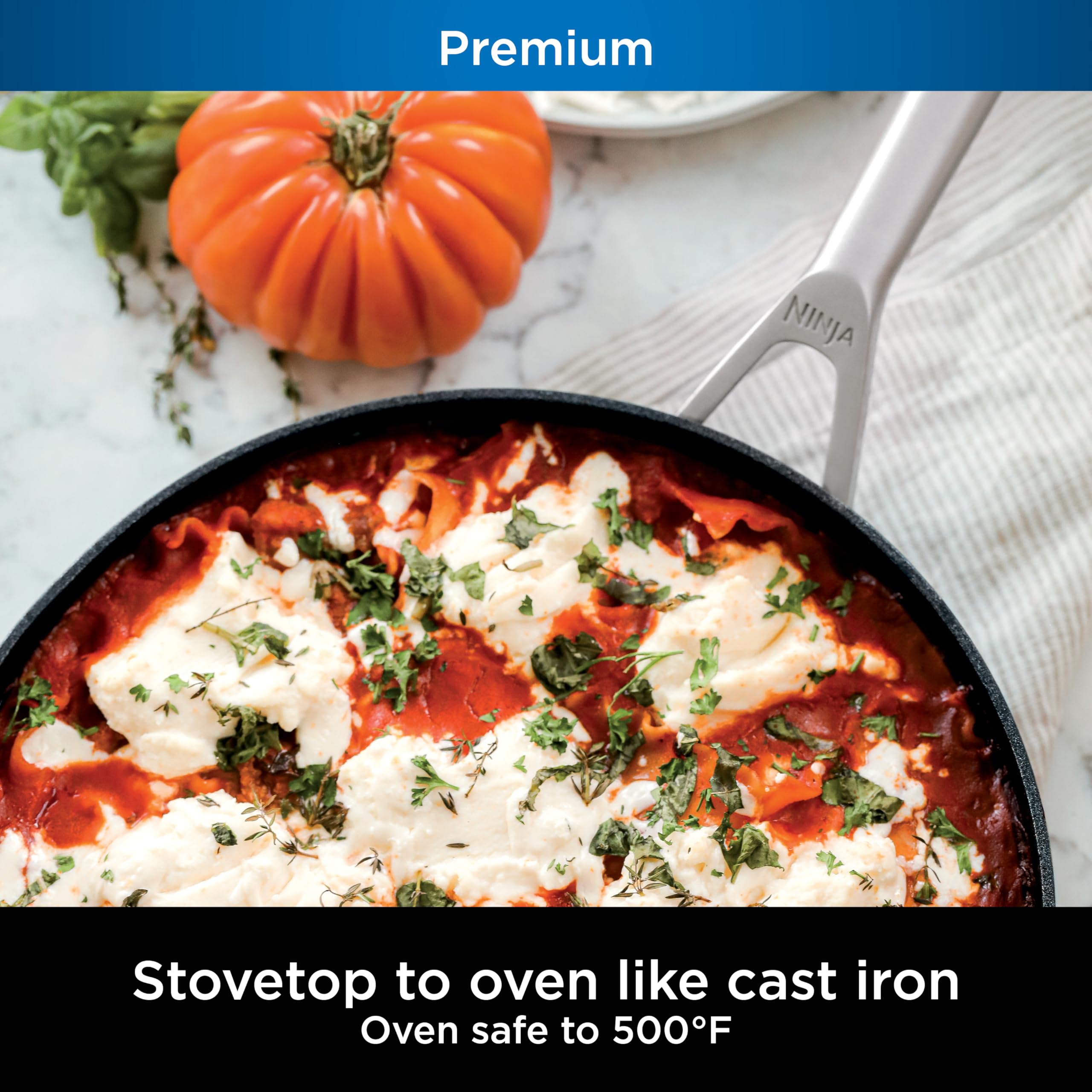 Ninja C30020 Foodi Neverstick Premium 8-Inch Fry Pan, Hard-Anodized, Nonstick, Durable & Oven Safe To 500F, Slate Grey