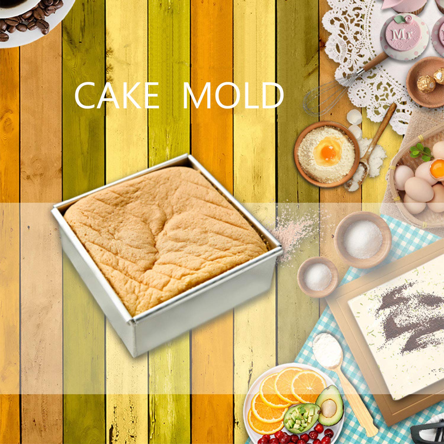 Anodized Aluminum Square Cheesecake Pan Chiffon Cake Mold Baking Mould With Removable Bottom 8 Inch X 8 Inch X 3 Inch