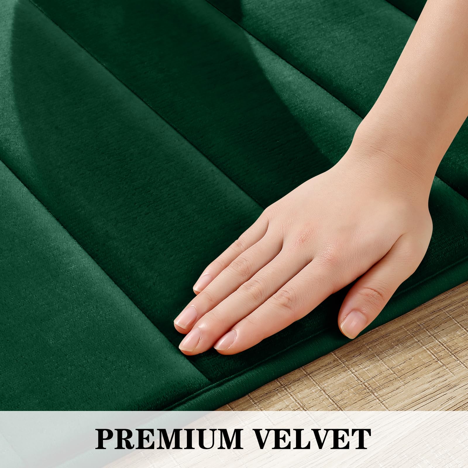 Bysure Bathroom Rugs Sets 2 Piece, Memory Foam Non Slip Extra Soft Absorbent Machine Washable Toilet Bath Mats (Dark Green, 20X3