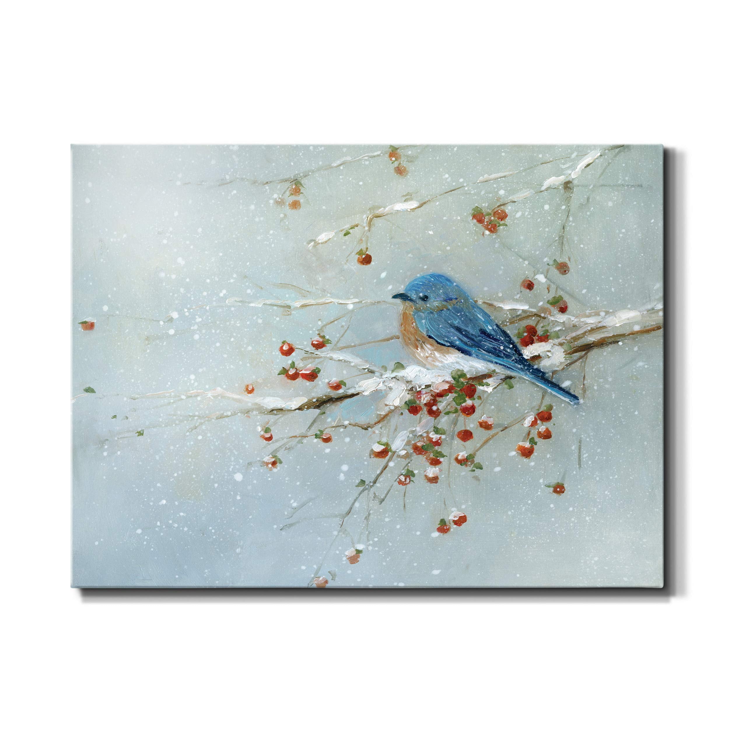Renditions Gallery Canvas Nature Wall Art Home Paintings & Prints Peaceful Winter Bluebird Modern Romantic Wall Hanging Abstract