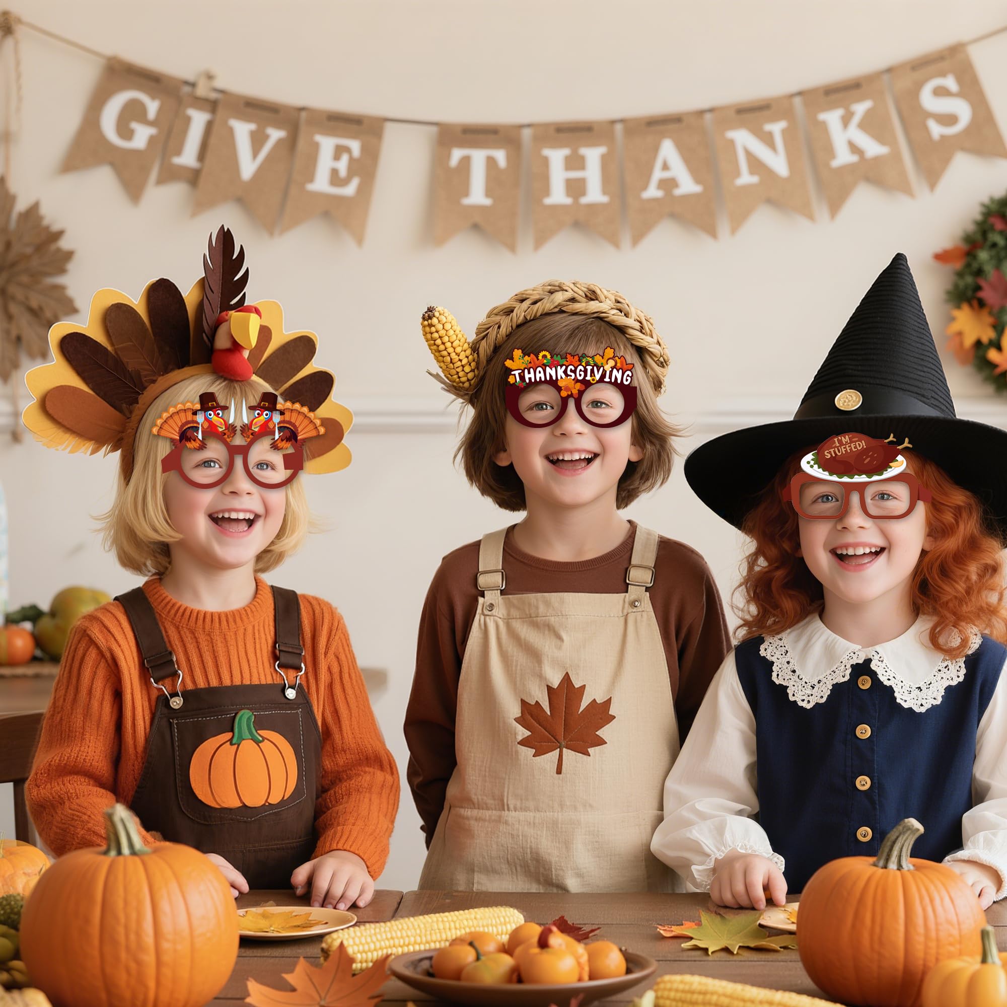 Thanksgiving Outfit Women - 12 PCS Paper Eyeglasses - Thanksgiving Dress Shirts Pajamas Sweatshirts for Girls | Friendsgiving De