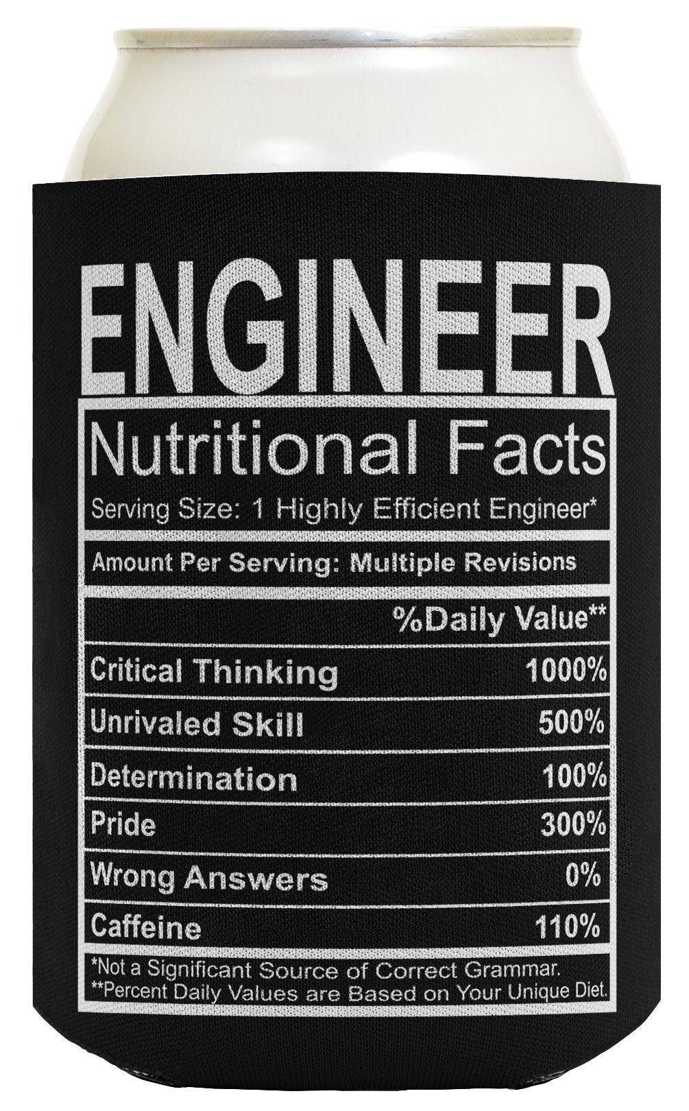 Engineering Gifts Engineer Nutritional Facts Engineer Gag Gifts Electrical Engineer Gifts 2 Pack Can Coolie Drink Coolers Coolie