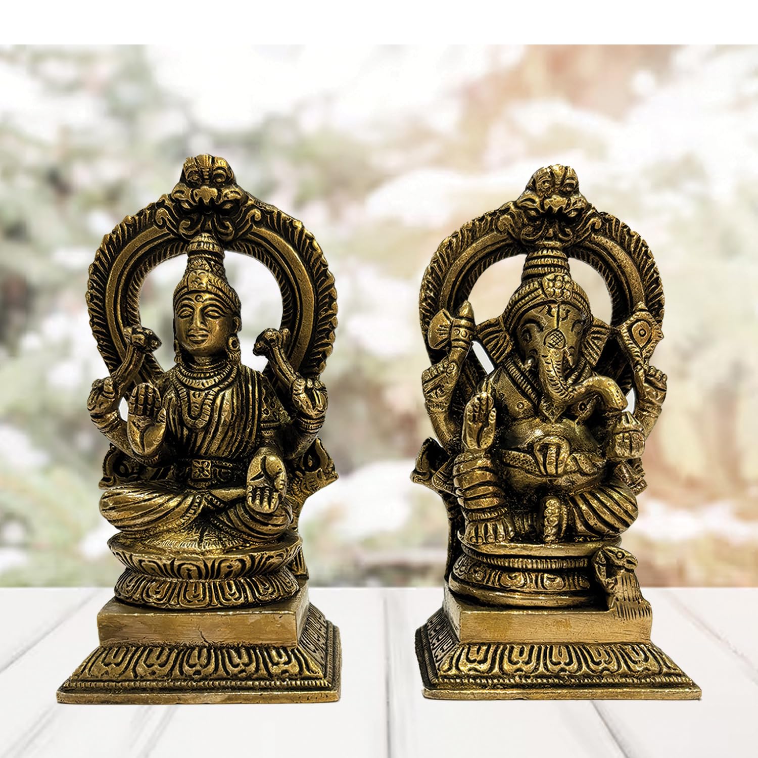 Tapas Homes Brass Ganesha Laxmi Idol Ganesh Lakshmi Bhagwan Murti Sitting Ganpati Statue For Home Office Diwali Puja Dcor Gift 5