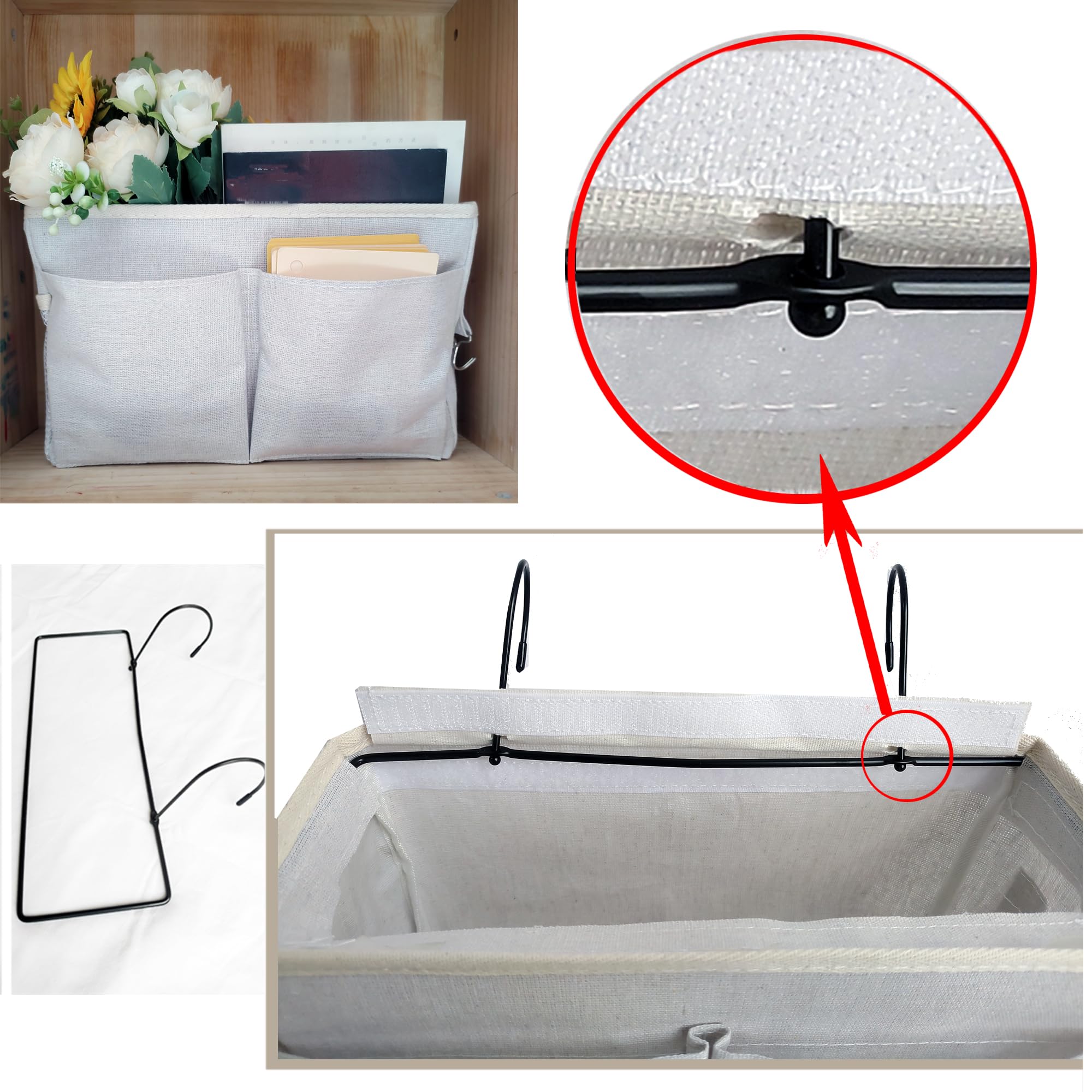 Someteth Bedside Hanging Storage Basket Multi-Function Organizer Caddy for Bunk and Hospital Beds Dorm Rooms Bed Rails, Can be P