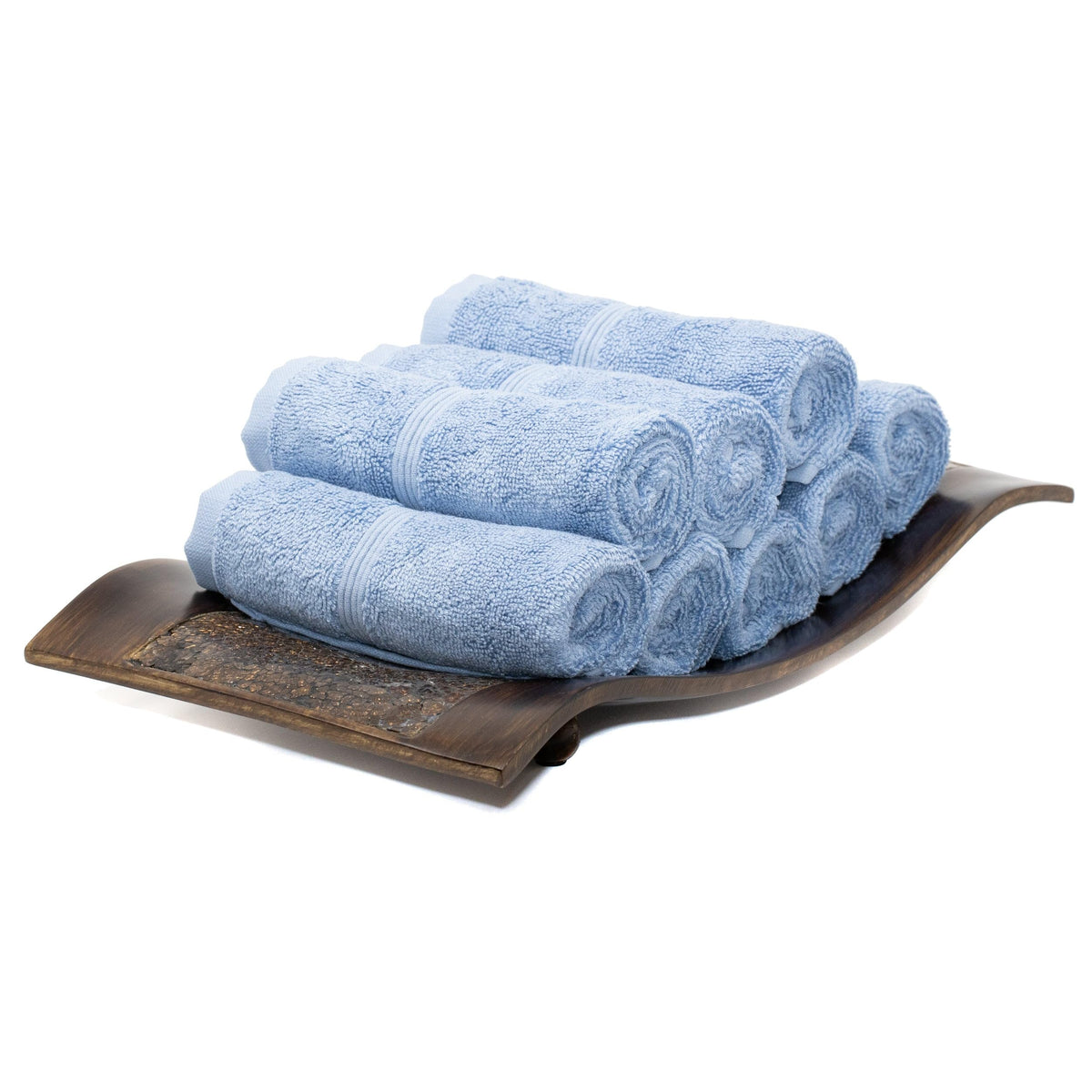 Mosobam Luxury Turkish Towels Set Of 8 Washcloths 13X13 Allure Blue 700 Gsm Bamboo Viscose & Aegean Turkish Combed Cotton