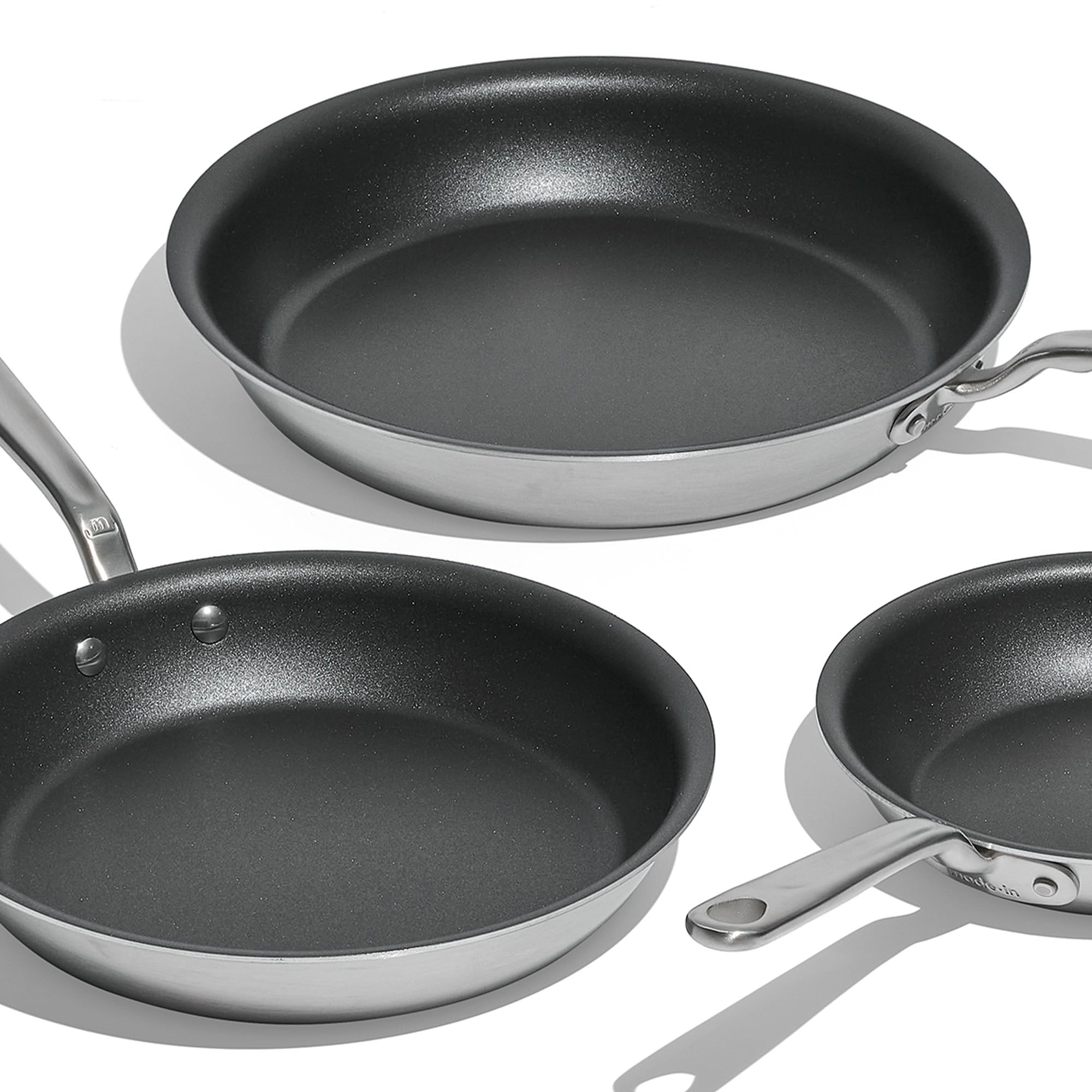 Made In Cookware - ProCoat Non Stick 3 Piece Frying Pan Set (Includes 8'',10'',12'') - 5 Ply Stainless Clad - Professional Cookw