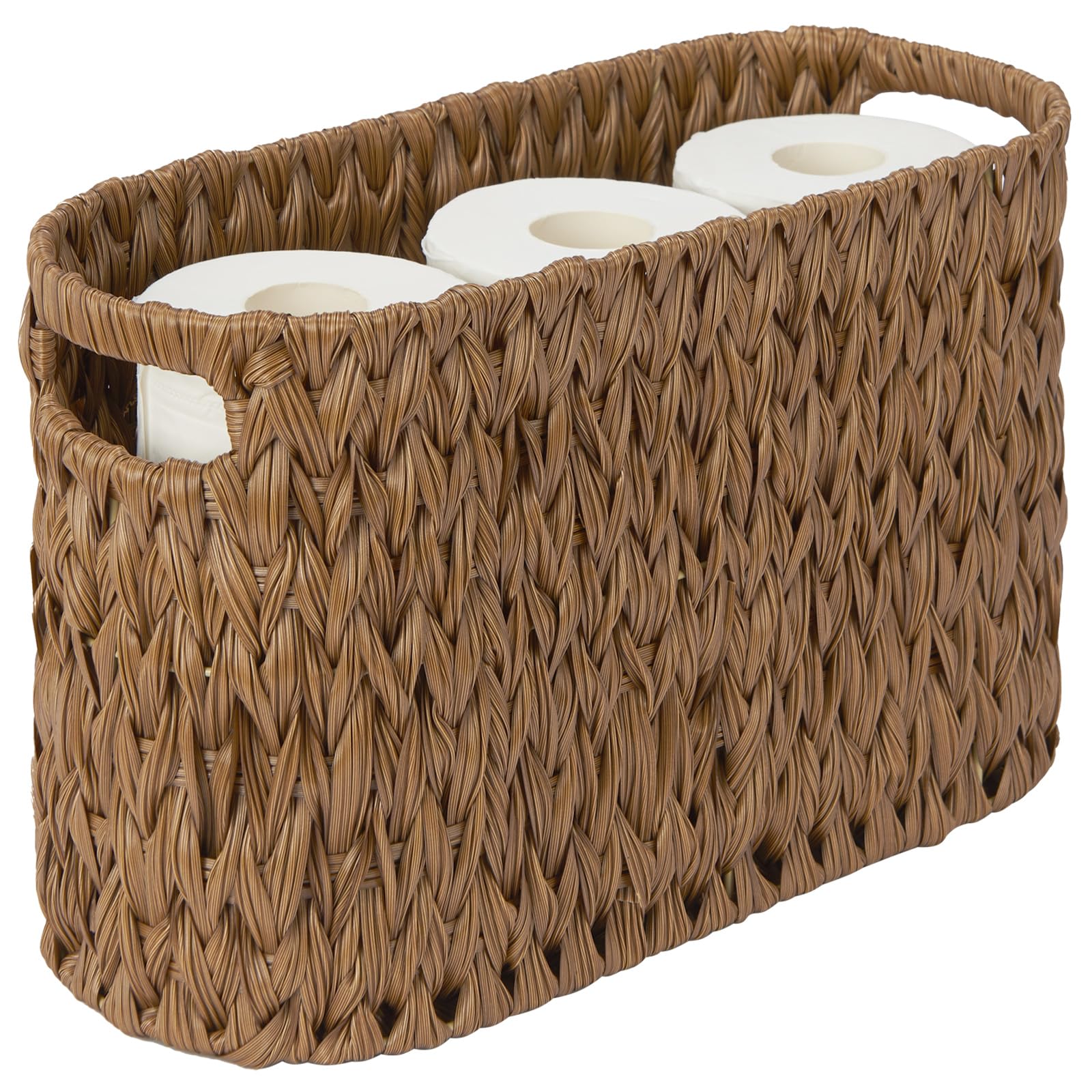 ROSOS Toilet Paper Storage, Waterproof & Freestanding Toilet Paper Basket for Bathroom Storage 6 Rolls, Brown