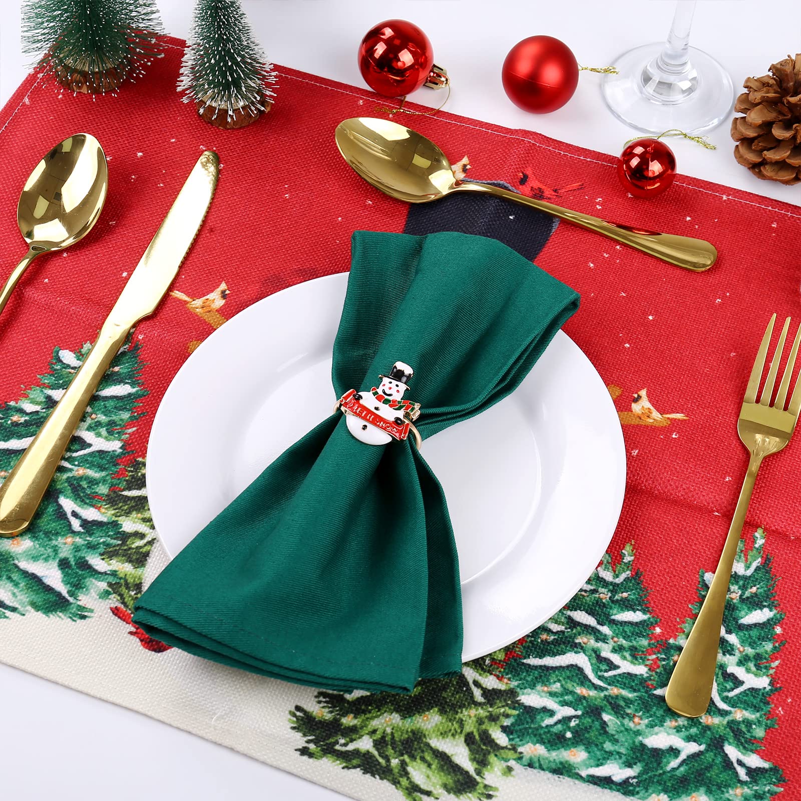 Loghog Snowman Christmas Napkin Rings Set Of 6,Delicate Cute Napkin Holder Rings Table Decorations For Christmas Winter Holiday