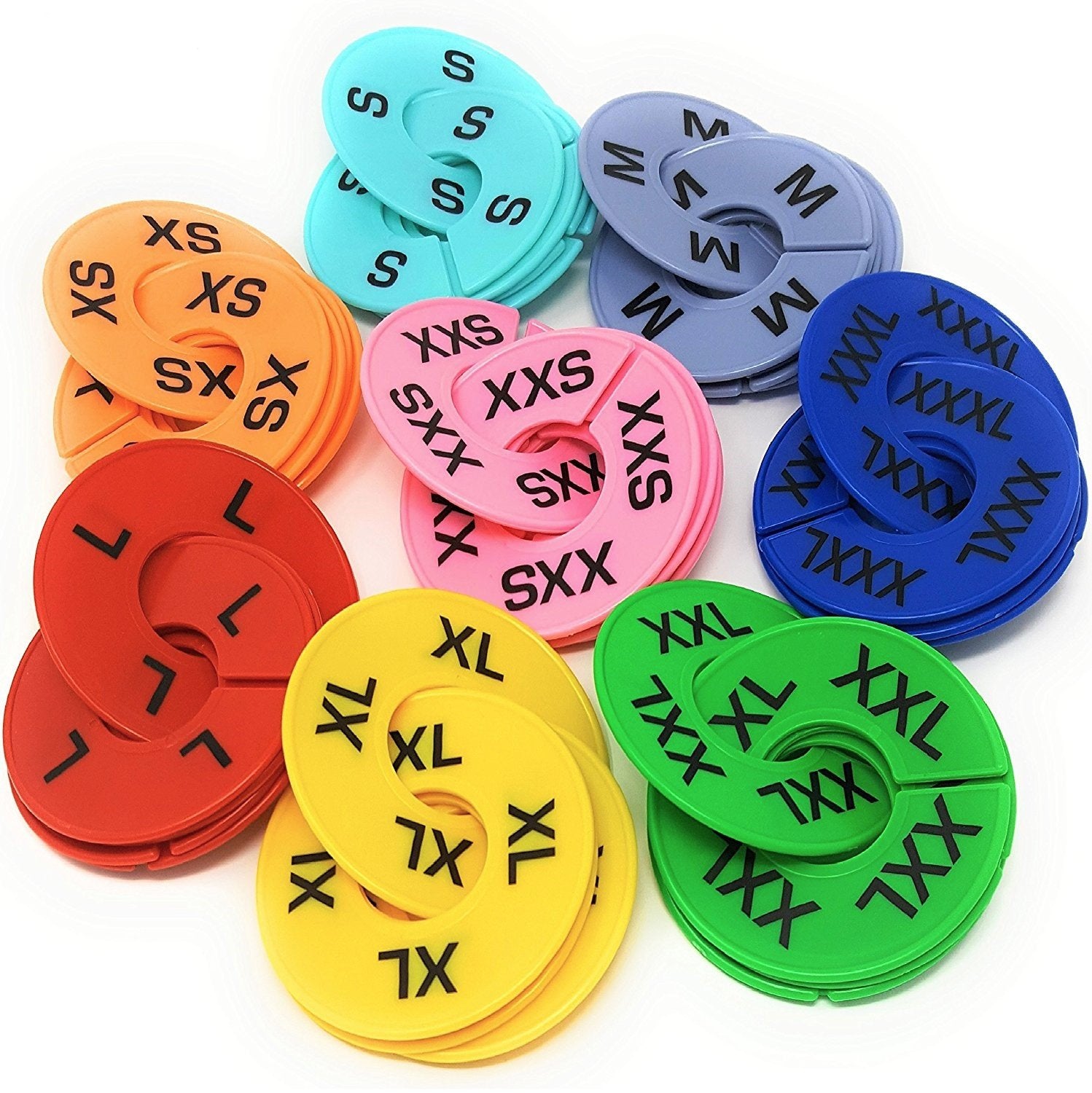 Clothes Size Dividers | 40 Pieces 8 Colors Xxs-Xxxl | Ultimate Clothing Rack Dividers | Round Clothes Rack Clothes Hangers, Comm