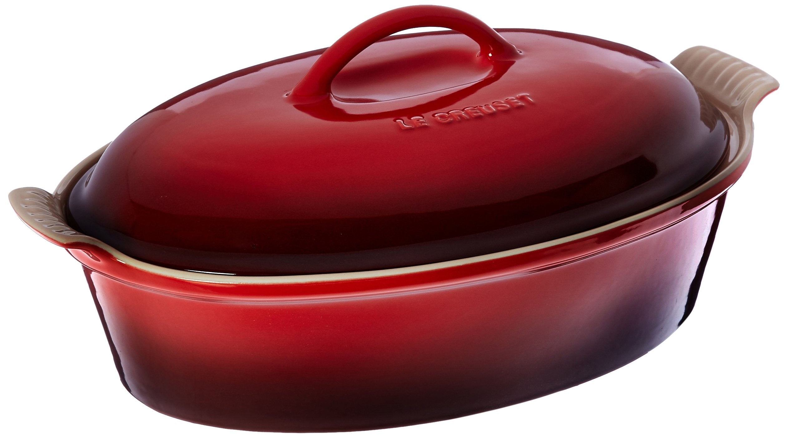 Le Creuset Stoneware Heritage Covered Oval Casserole, 4 Qt. (14''), Cerise