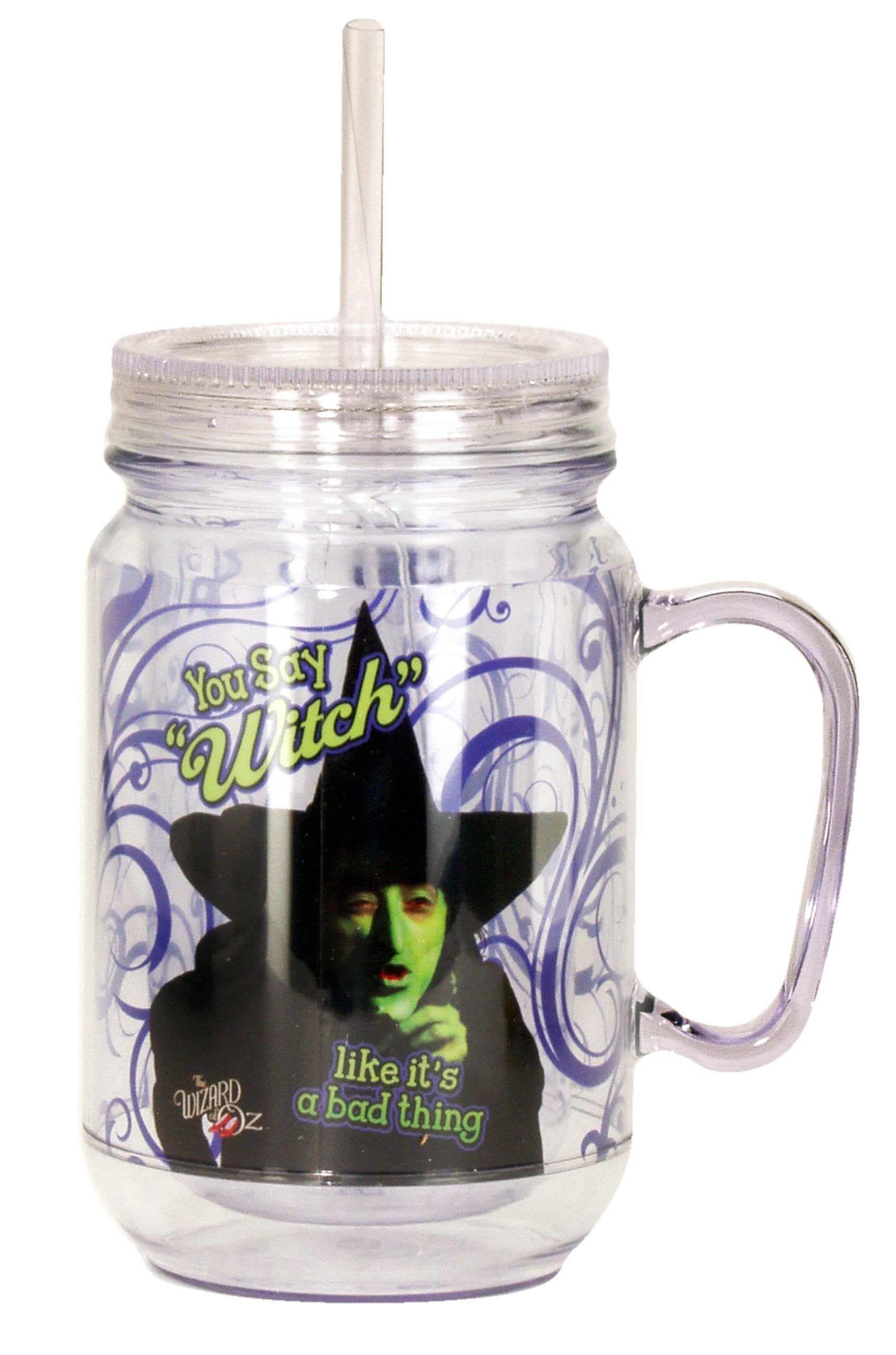 Wizard Of Oz You Say Witch Mason Jar, Purple
