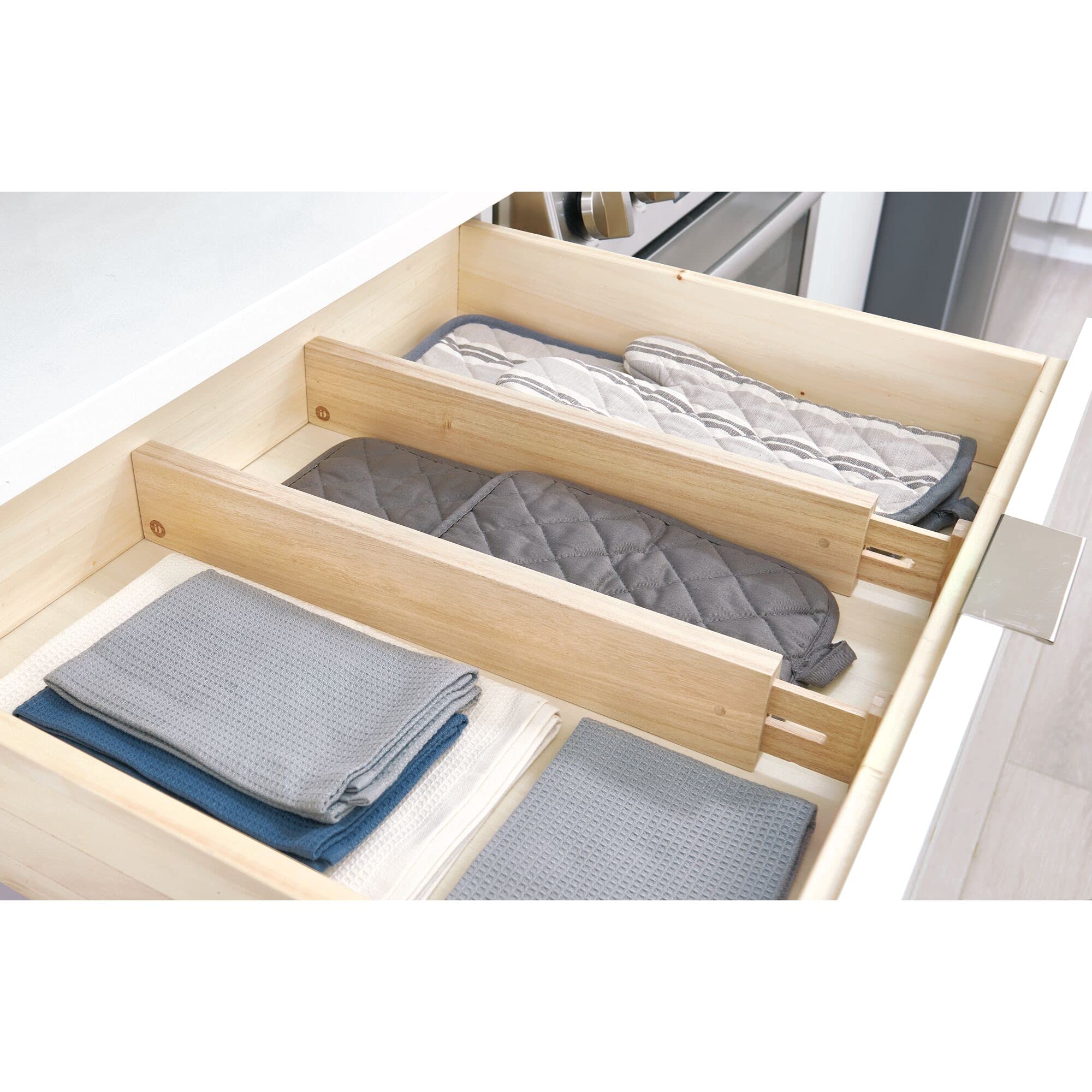Idesign Renewable Paulownia Wood Collection Expandable Drawer Divider Inserts, 2.5'' X 17''-22'', Set Of 2, Natural