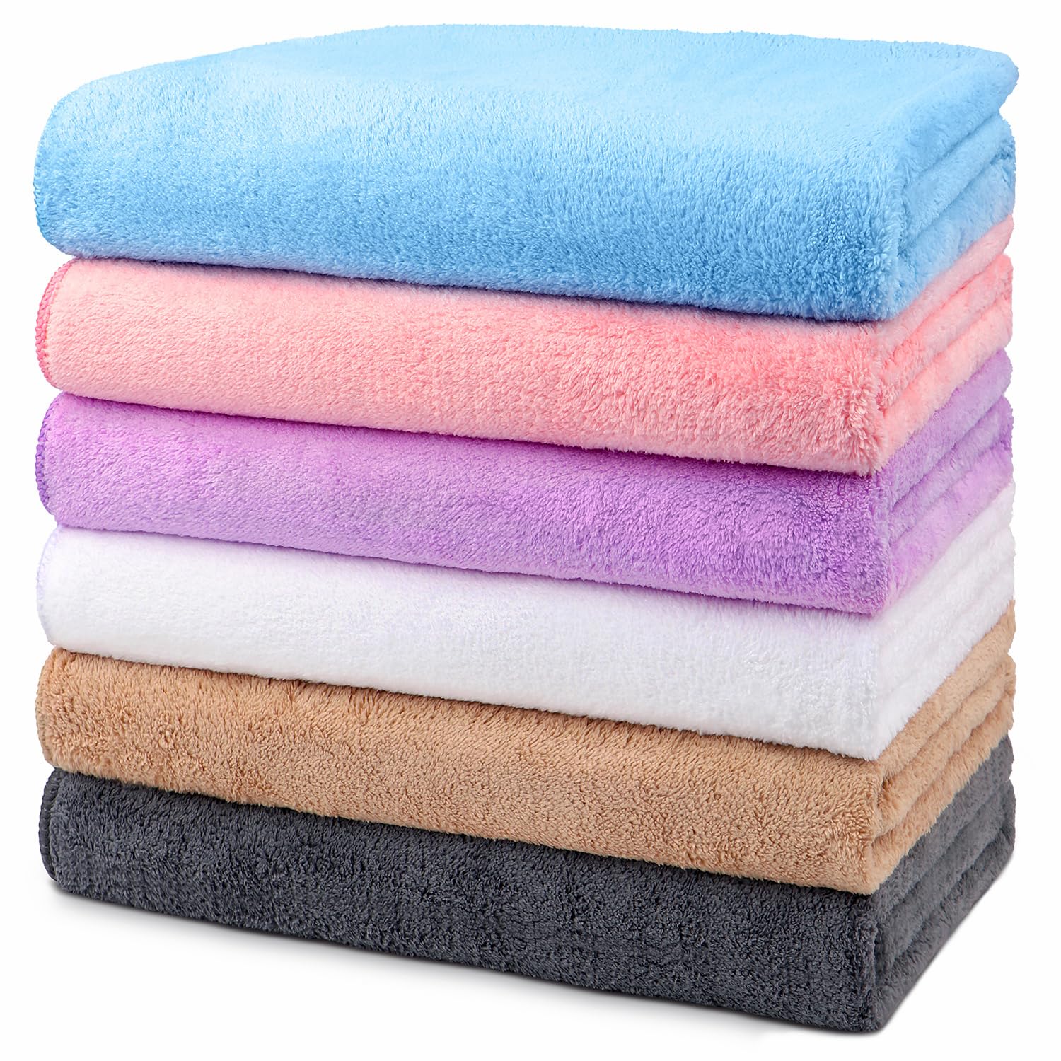Orighty Bath Towels Pack Of 6(24'' X 48'') - Soft Feel, Highly Absorbent, Quick Drying For Body, Sport, Yoga, Spa, Fitness - Mul