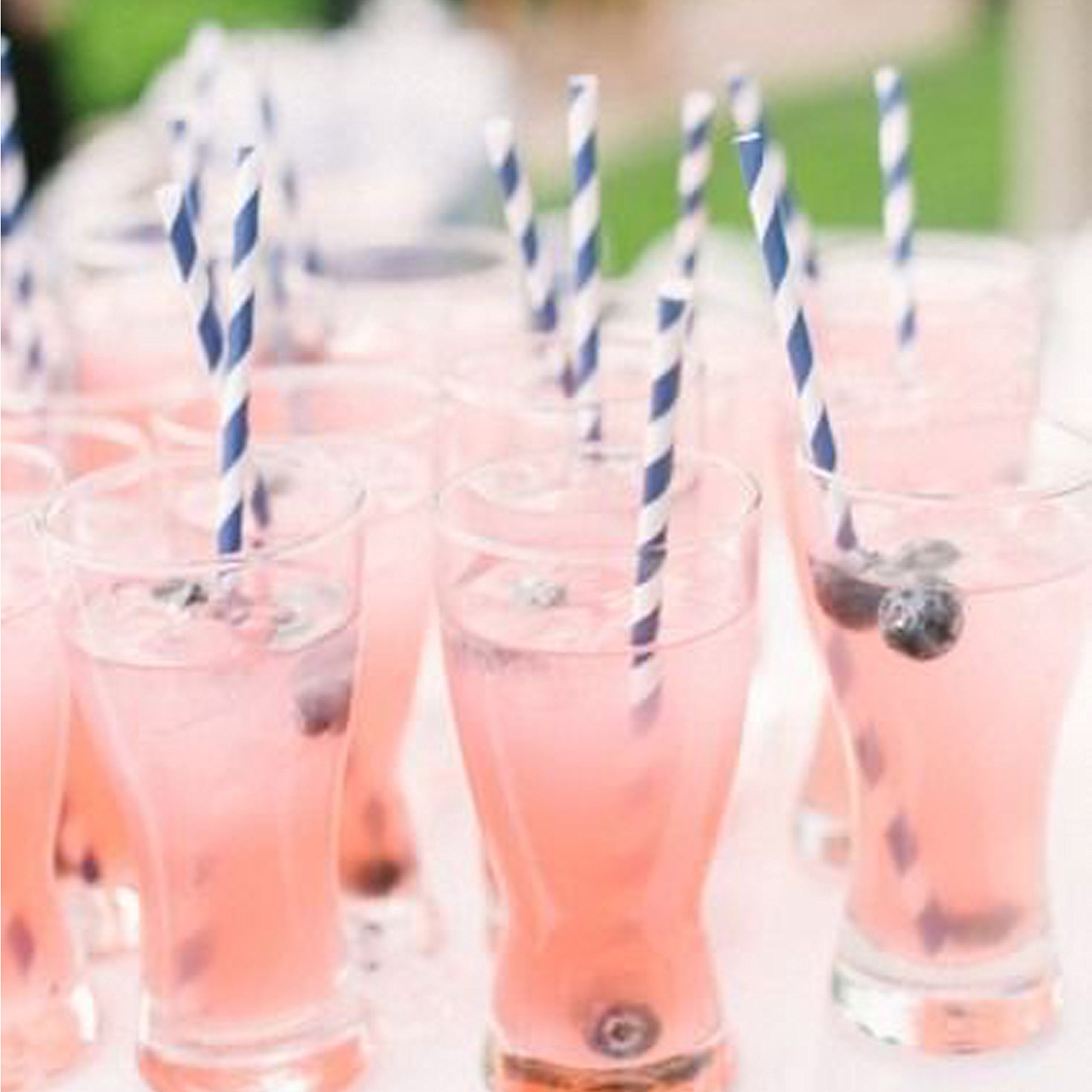 Paper Straws - Navy Blue And White - Stripe Chevron Polka Dot - 7.75 Inches - 100 Pack - Outside The Box Papers Brand