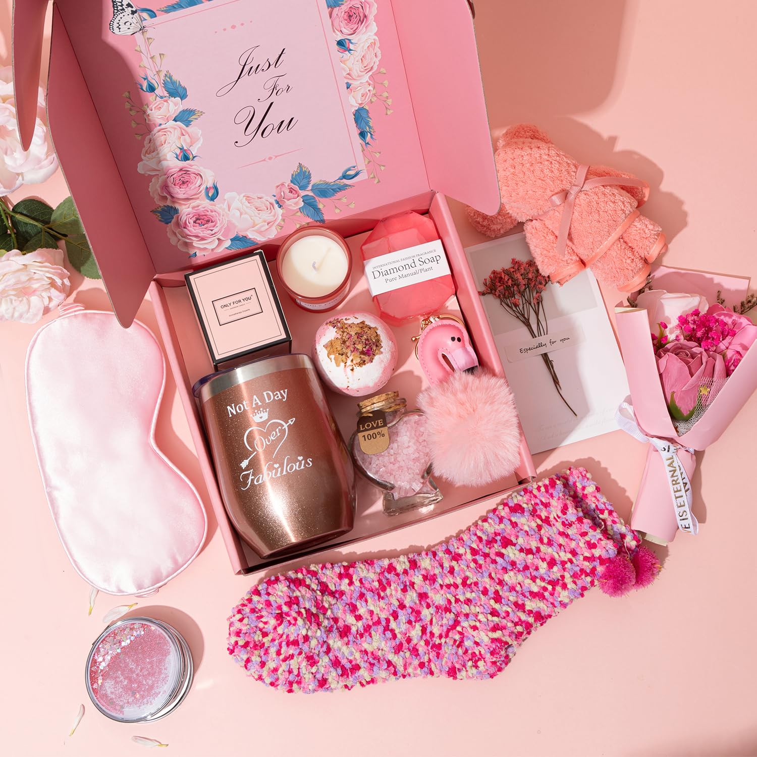 Birthday Gifts For Women,Unique Gifts Basket Ideas Pink Gifts Box For Her Relaxing Gift Set Self Care Gifts Birthday Presents Fe