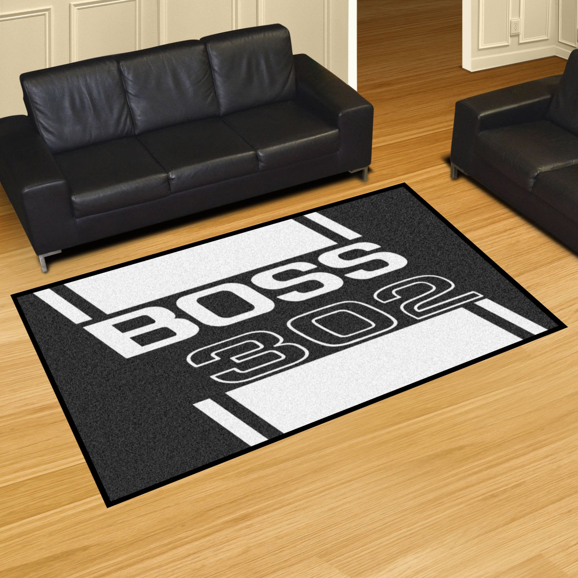 FANMATS 16300 Team Color 59.5 x 88 Rug (Boss 302 - Black)