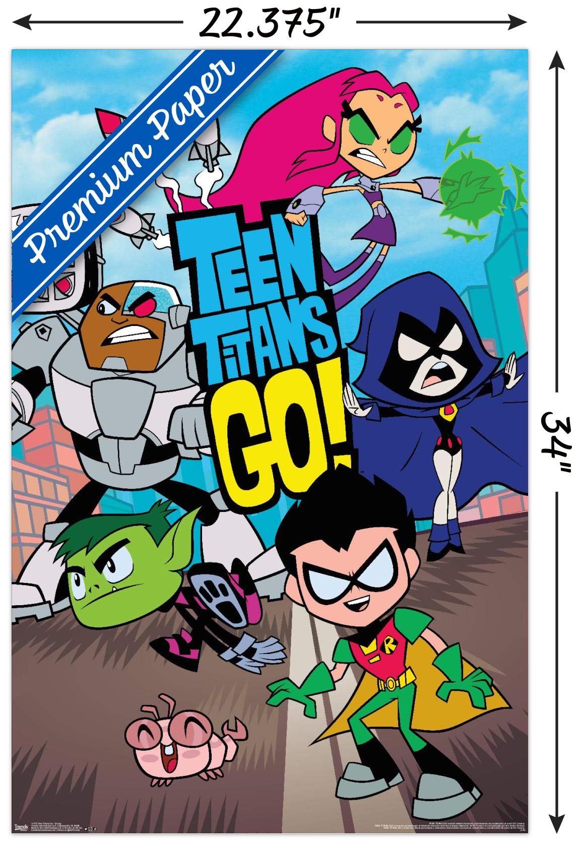 Trends International Dc Comics Tv - Teen Titans Go! - Group Wall Poster, 22.37'' X 34.00'', Premium Poster & Mount Bundle