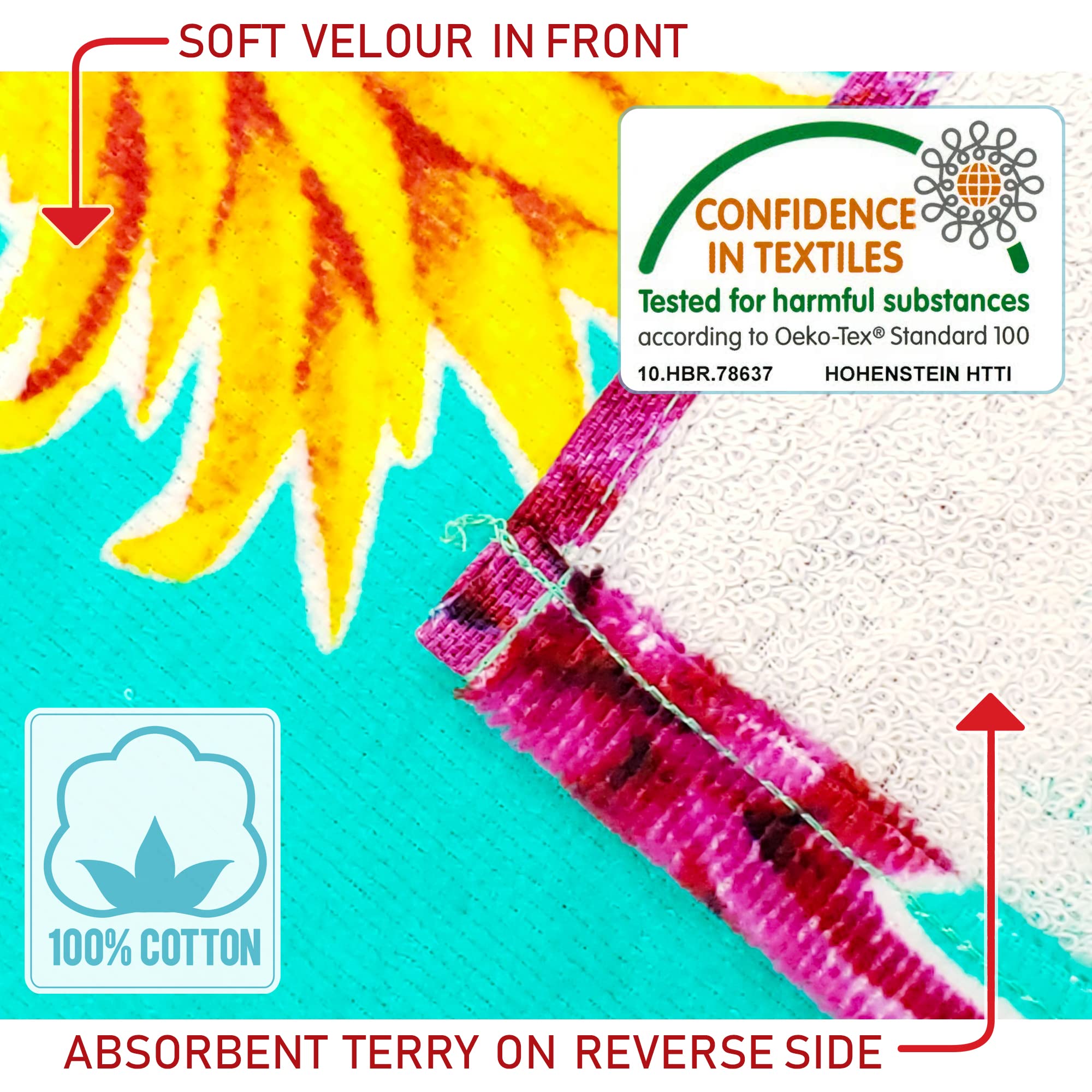 Softerry Colorful Pineapples Beach Towel 30 X 60 Inches 100% Cotton (1 Towel - 30'' X 60'', Aqua)
