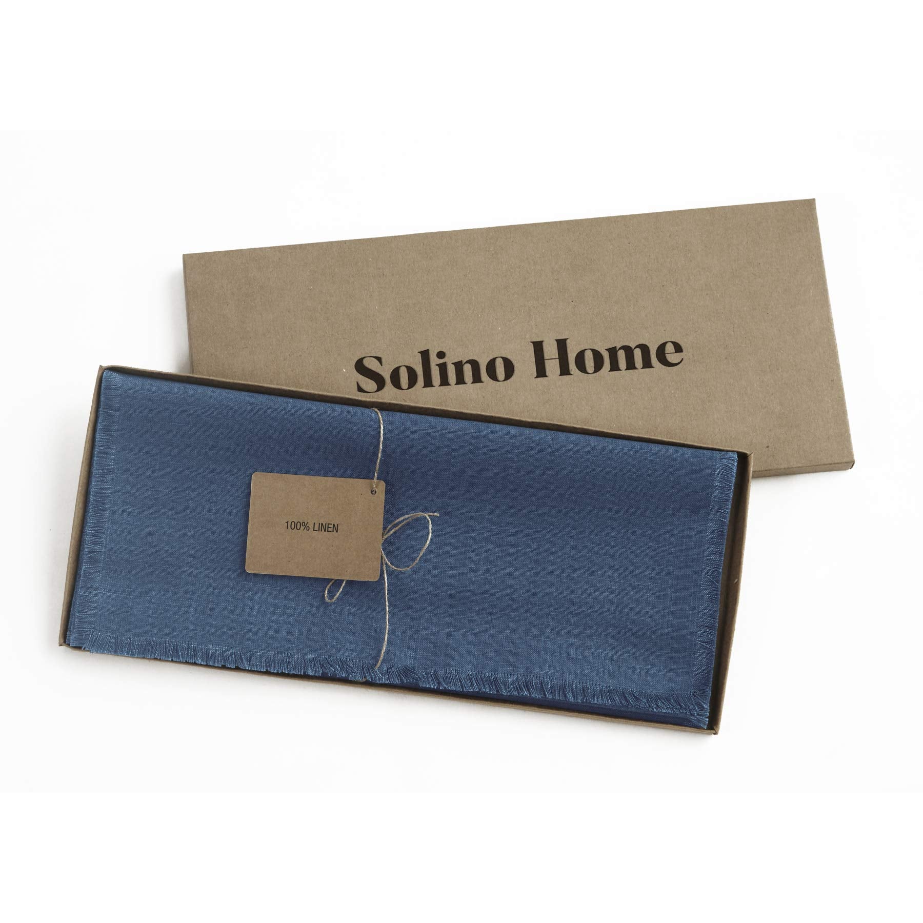 Solino Home Linen Table Runner 14 X 90 Inch - 100% Pure Linen Vintage Blue Table Runner For Spring, Summer, Memorial Day, Dining