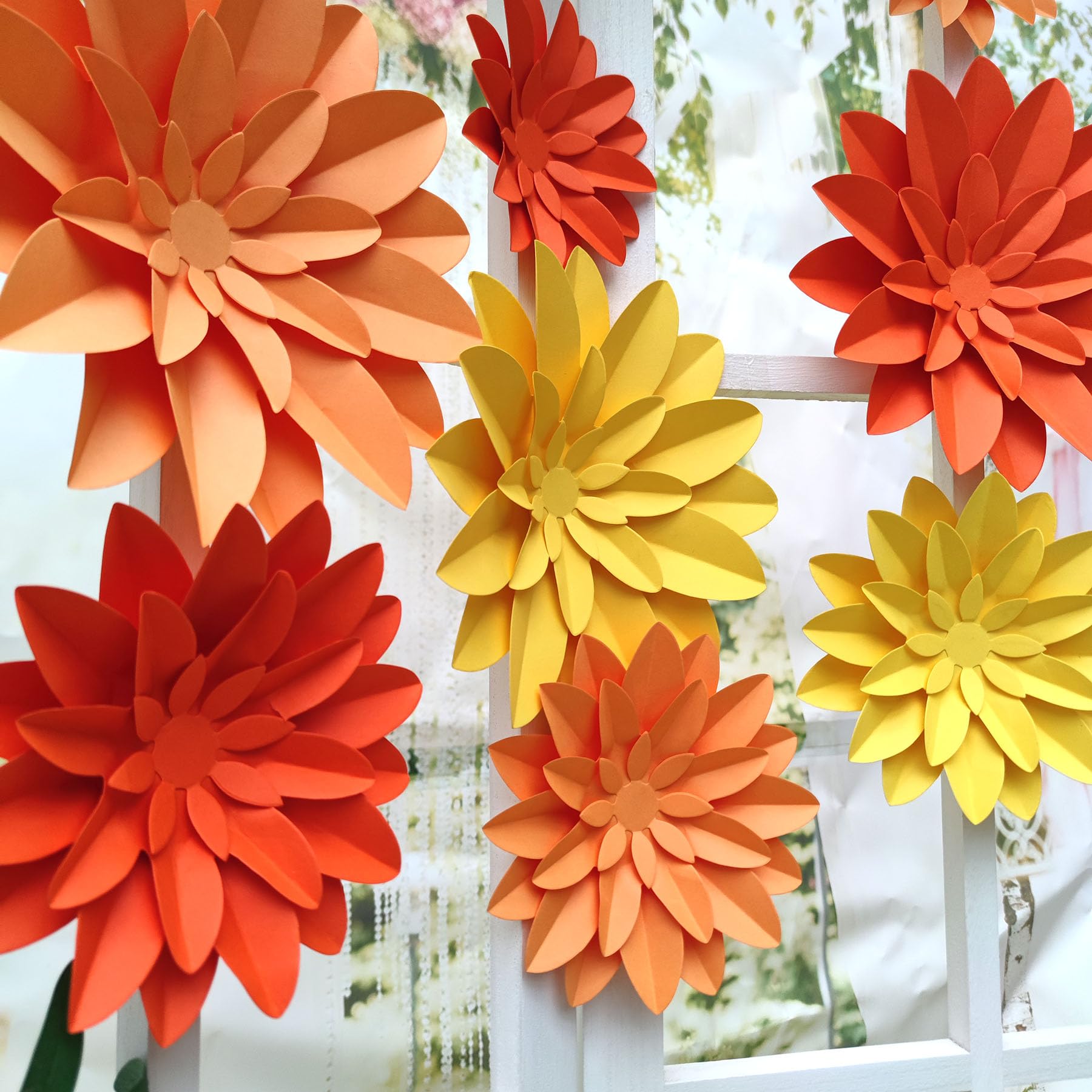 Mybbshower Orange Flower (9 inch-6 inch) for Fall Autumn Thanksgiving Harvest Party Wall Wedding Backdrop Bridal Shower Centerpi