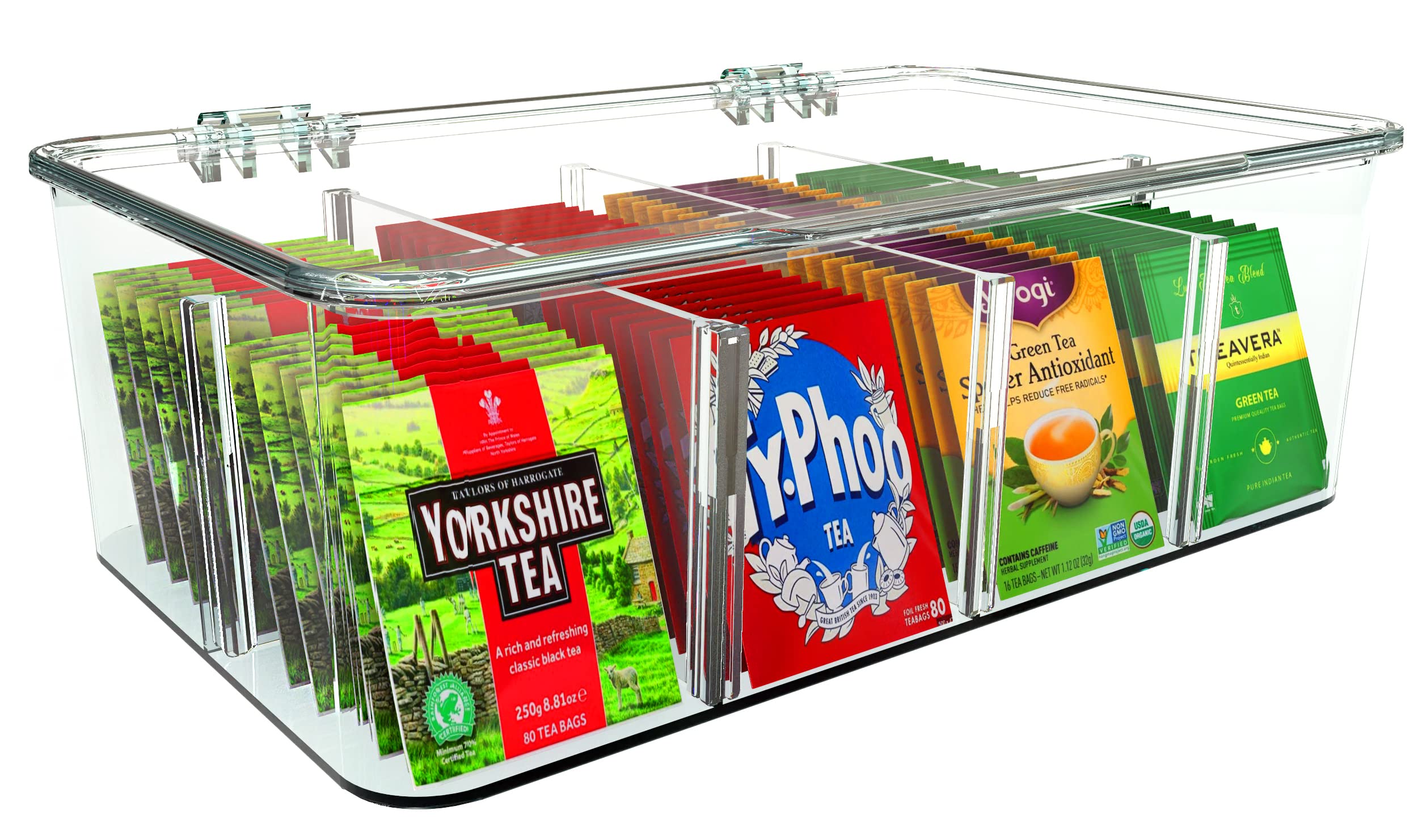 Utopia Home 1 Pack Tea Bag Organizer - Stackable Tea Bag Storage Organizer With Lid - Tea Bag Holder For Kitchen Organizers And