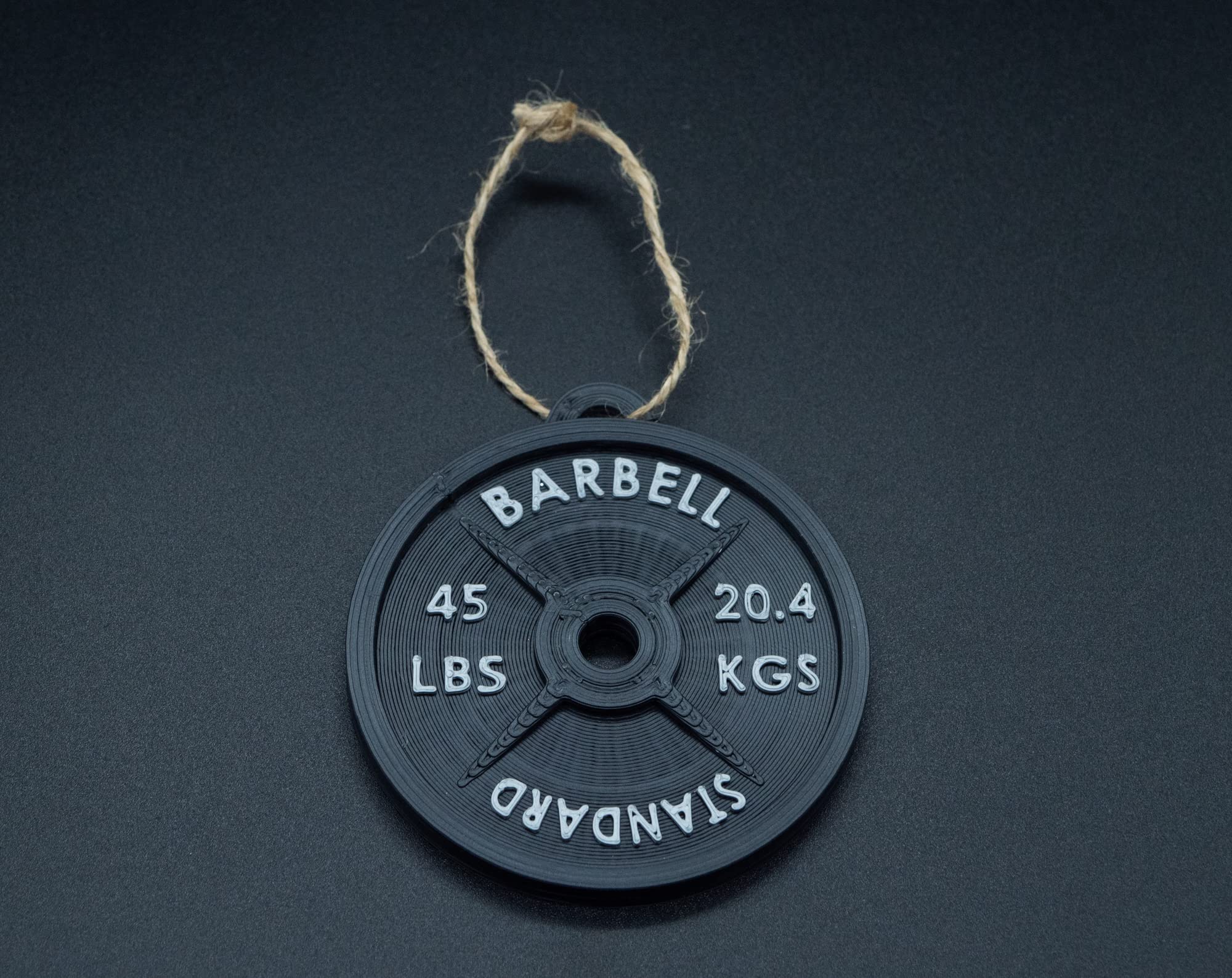 Weight Plate Ornament - 3D Printed (Black) for Christmas