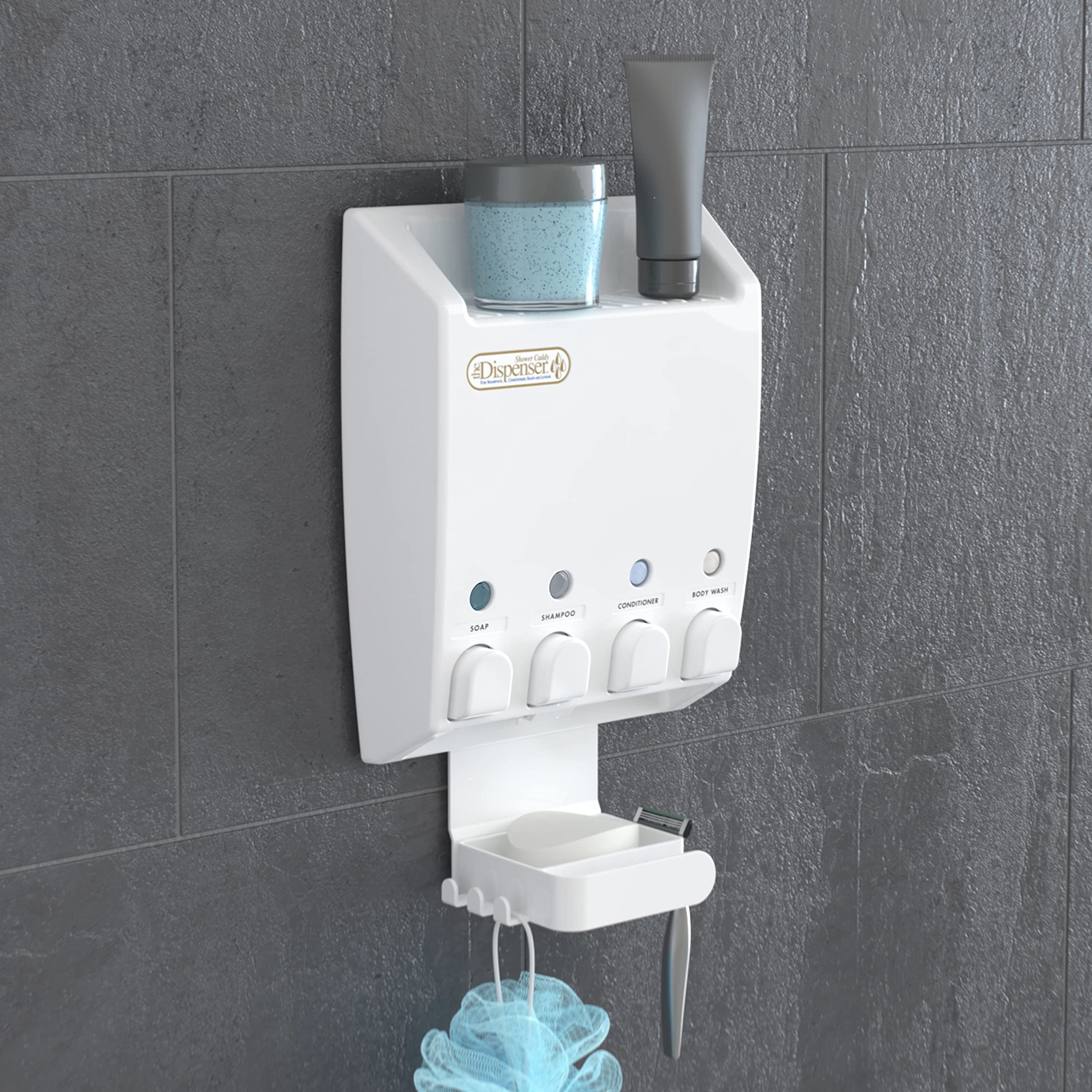 Better Living Ulti-Mate 4 Shower Caddy Shampoo And Soap Dispenser, 4 X 14.5 Fl. Oz, White
