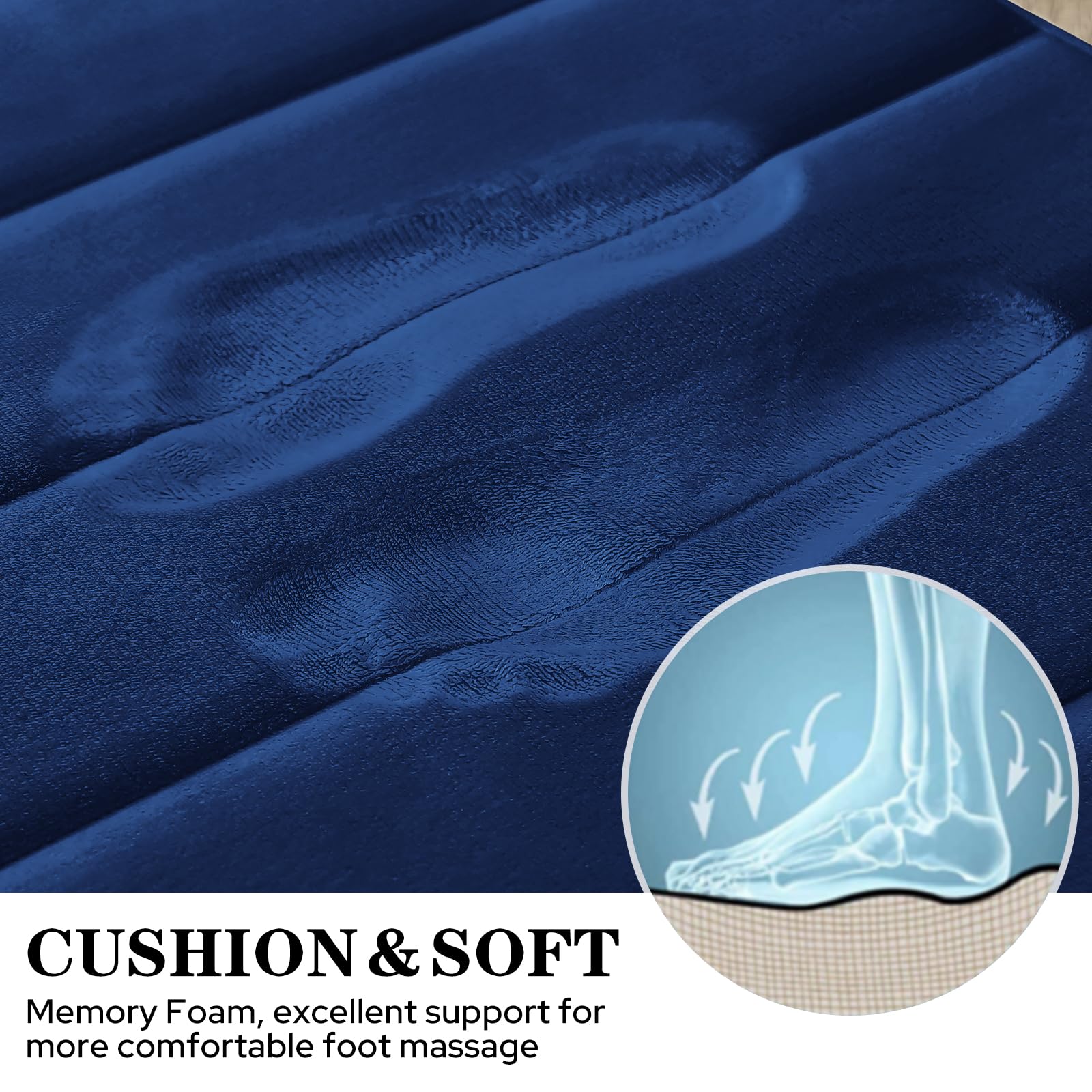BYSURE Navy Blue Memory Foam Bathroom Rug Set 3 Piece Non Slip Extra Absorbent Shaggy Bathroom Mats and Rugs Sets  Soft & Dry Bath Mat Sets for Bathroom Washable Carpets Set