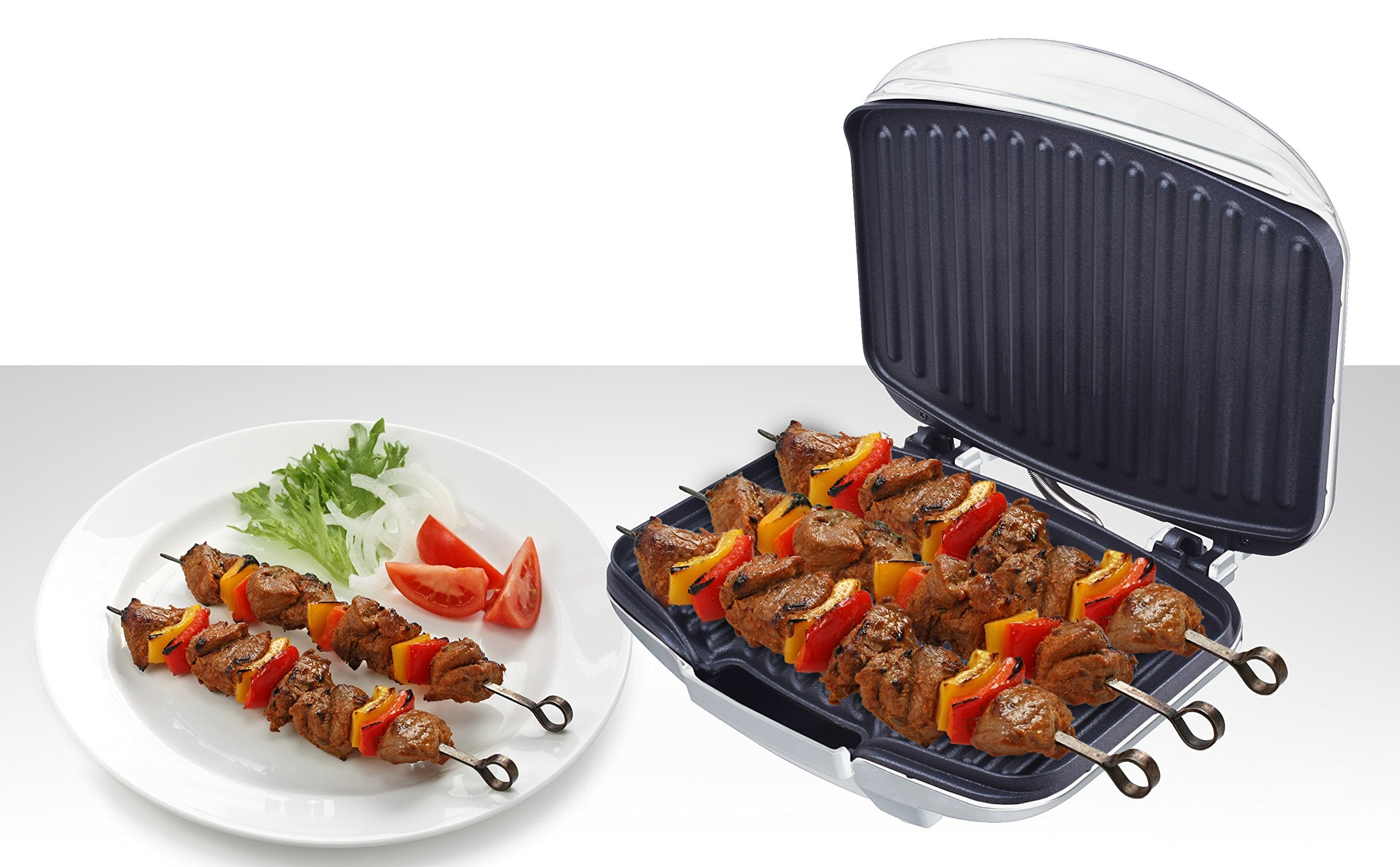 Courant Contact Grill, Panini Press Grill, 4 Servings Indoor Grill Champ, White (Ccg-5681)