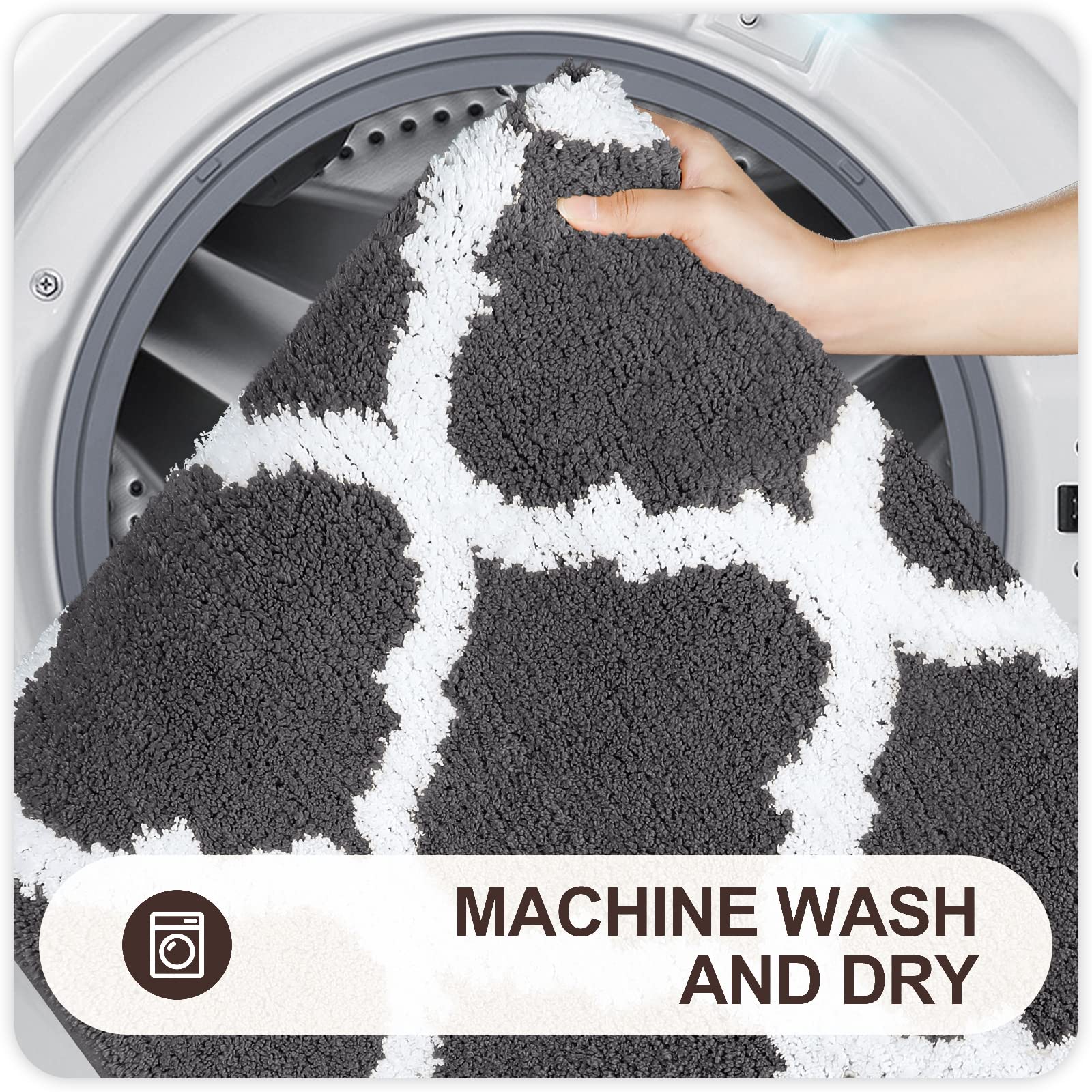 Olanly Bathroom Rugs 47X24, Soft And Absorbent Microfiber Bath Rugs, Non-Slip Shaggy Shower Carpet, Machine Wash Dry, Bath Mats