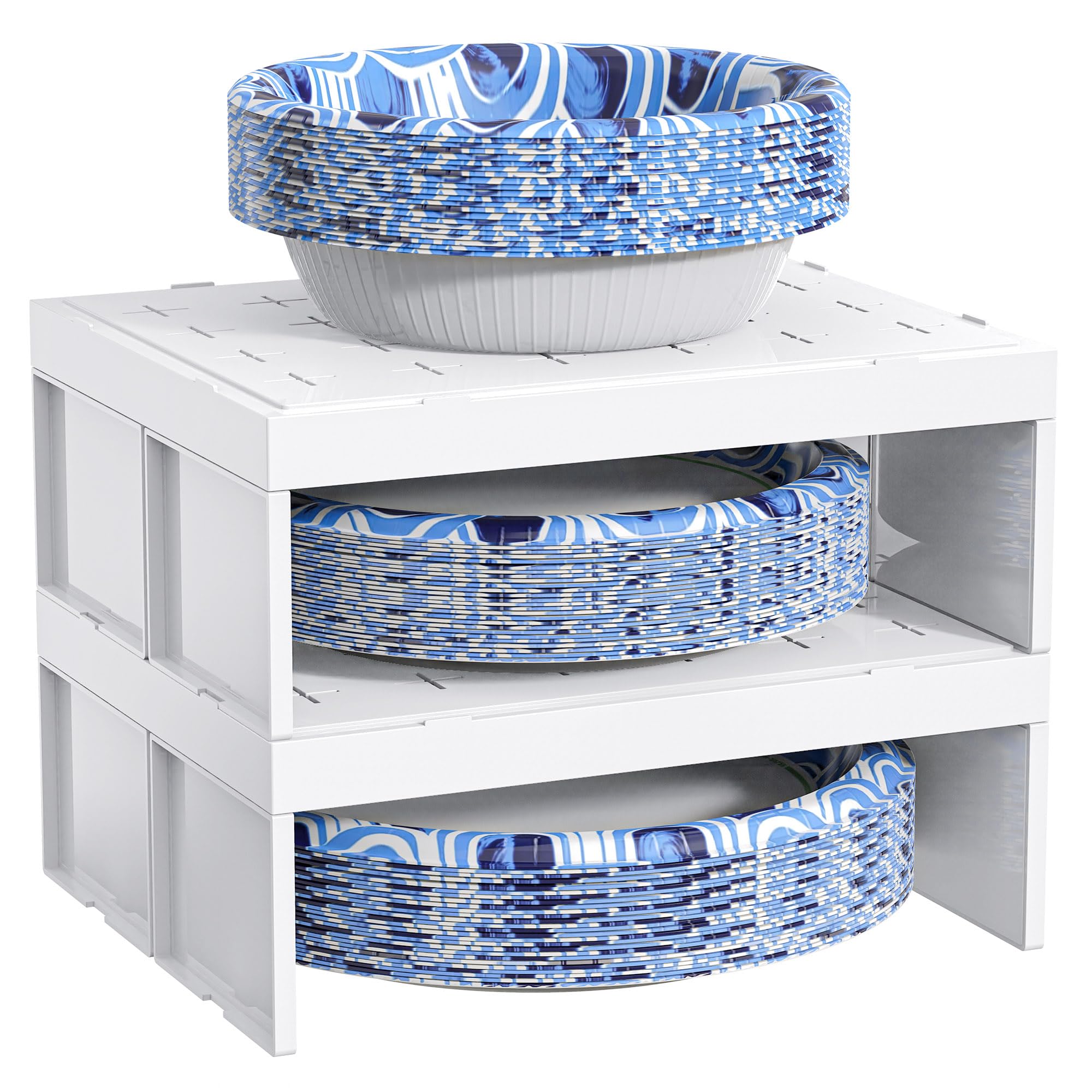 TOWARDFUN Paper Plate Dispenser and Paper Bowl Organizer 2 Stackable White