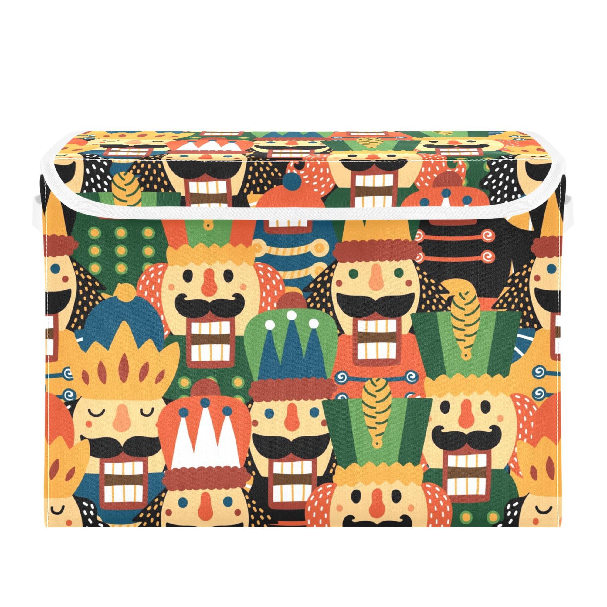 Xigua Nutcracker Christmas Storage Bins With Lids And Carrying Handle,Foldable Storage Boxes Organizer Containers Baskets Cube W