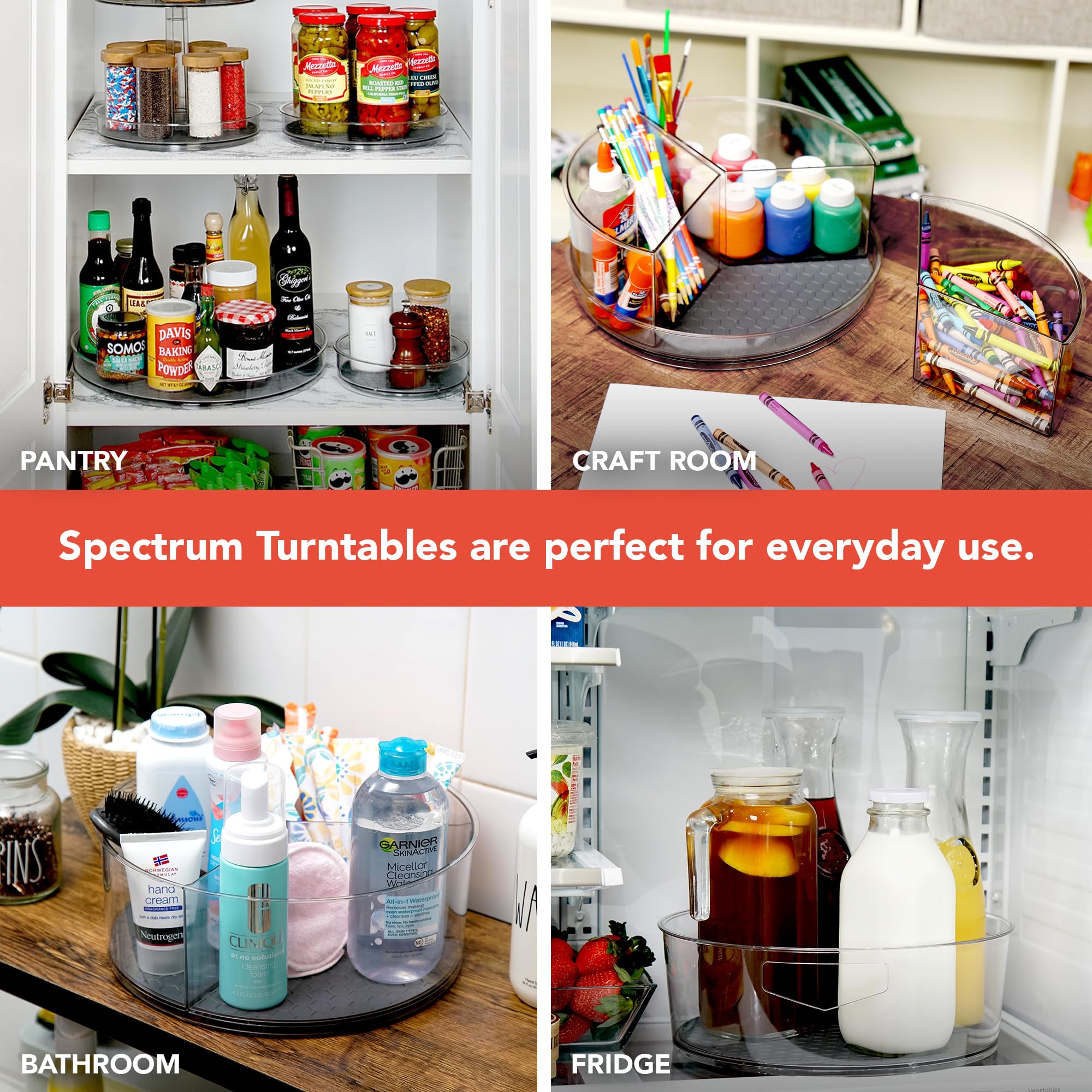 Spectrum Lazy Susan Organizer, Hexa Medium (1-Pack) - Lazy Susan Turntable For Cabinet, Refrigerator, Pantry, Table, & Shelf - R