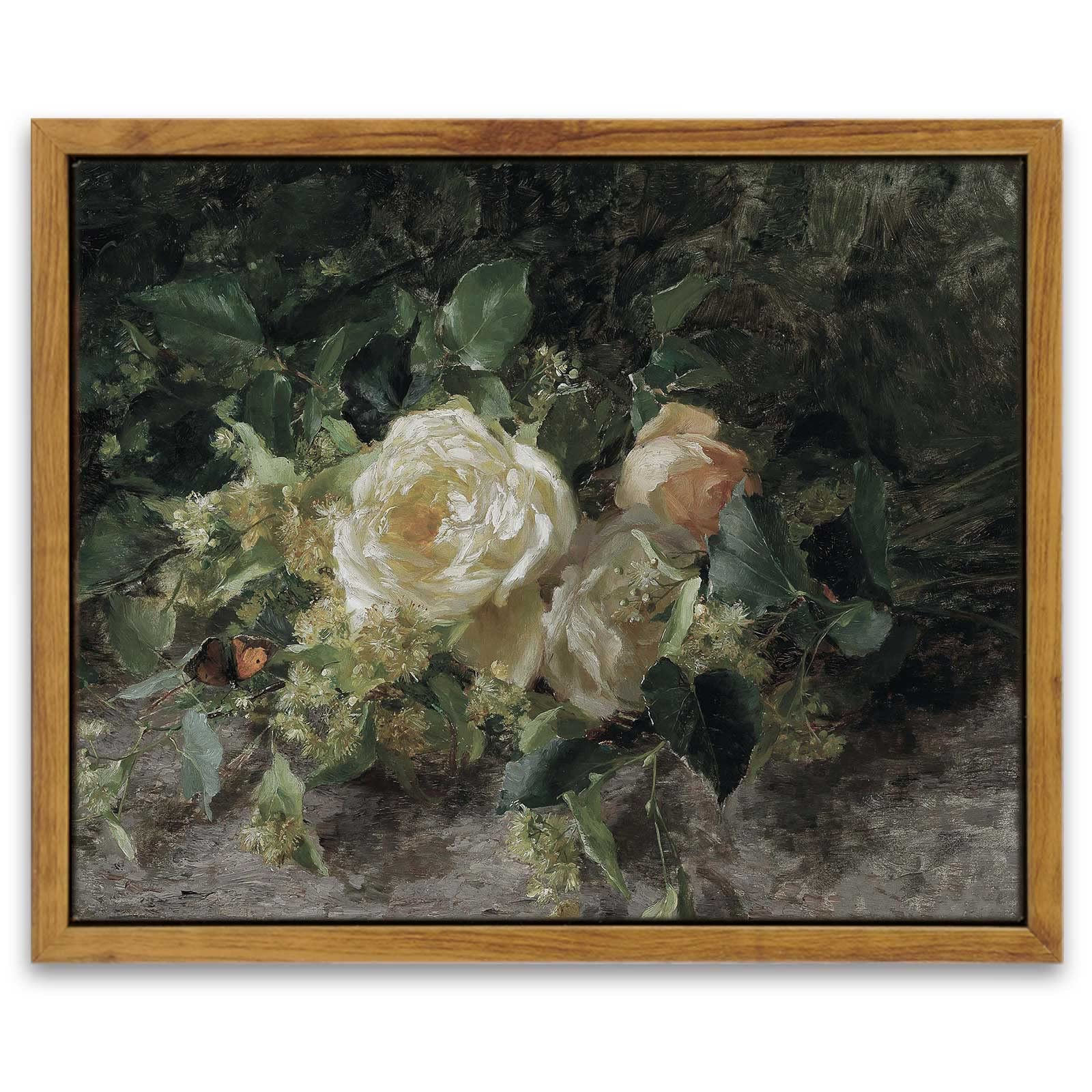 Insimsea Framed Wall Art For Living Room Decor Classical Oil Painting A Bouquet Of Roses Canvas Prints Wall Decorations Office F
