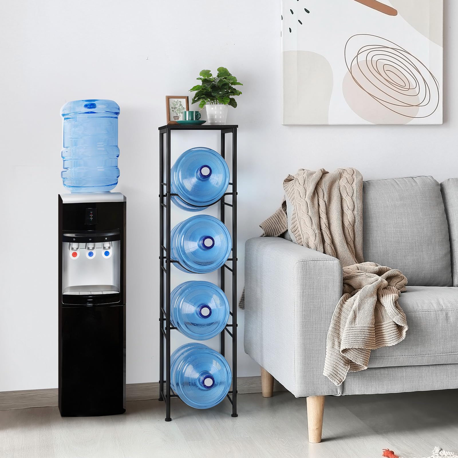 Eteli 5 Gallon Water Jug Holder 4 Tier Gallon Water Bottle Holder With Storage Shelve Water Cooler Jug Rack Stand For 5 Gallon W